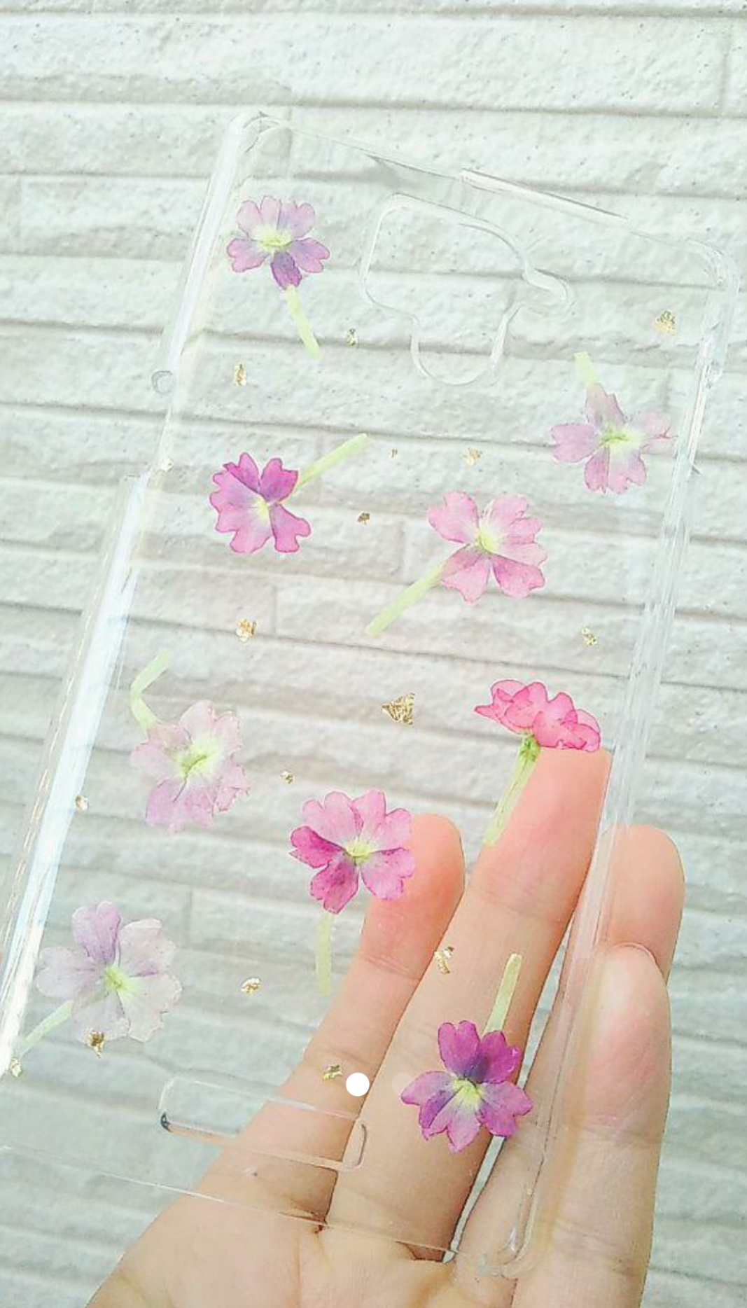 押し花スマホケース バーベナピンク 全機種対応 Iichi ハンドメイド クラフト作品 手仕事品の通販