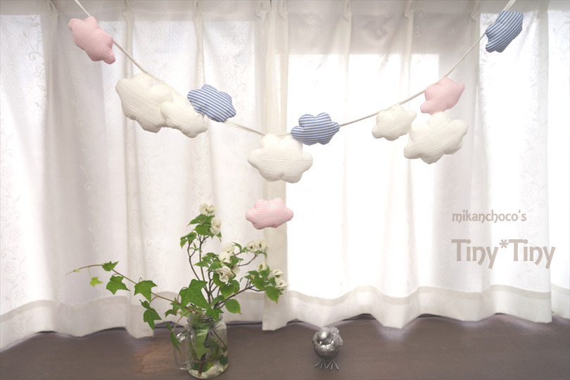 ふわふわぽっかり雲のガーランド パステルトリコロール Iichi ハンドメイド クラフト作品 手仕事品の通販