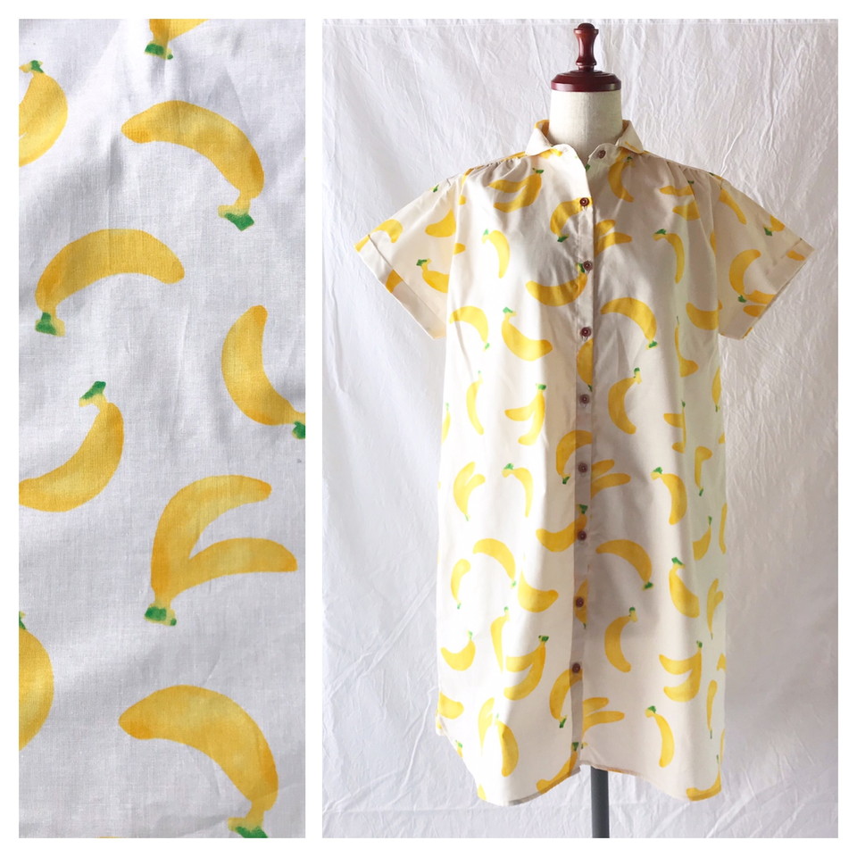 すっきり涼しげなチュニックワンピース バナナ ホワイト Iichi ハンドメイド クラフト作品 手仕事品の通販