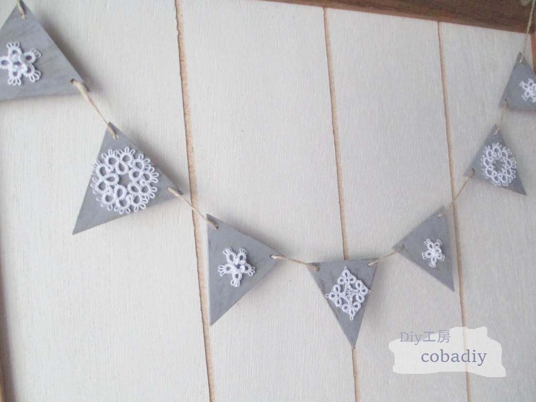 タティングレース 木製フラッグガーランド Iichi ハンドメイド クラフト作品 手仕事品の通販