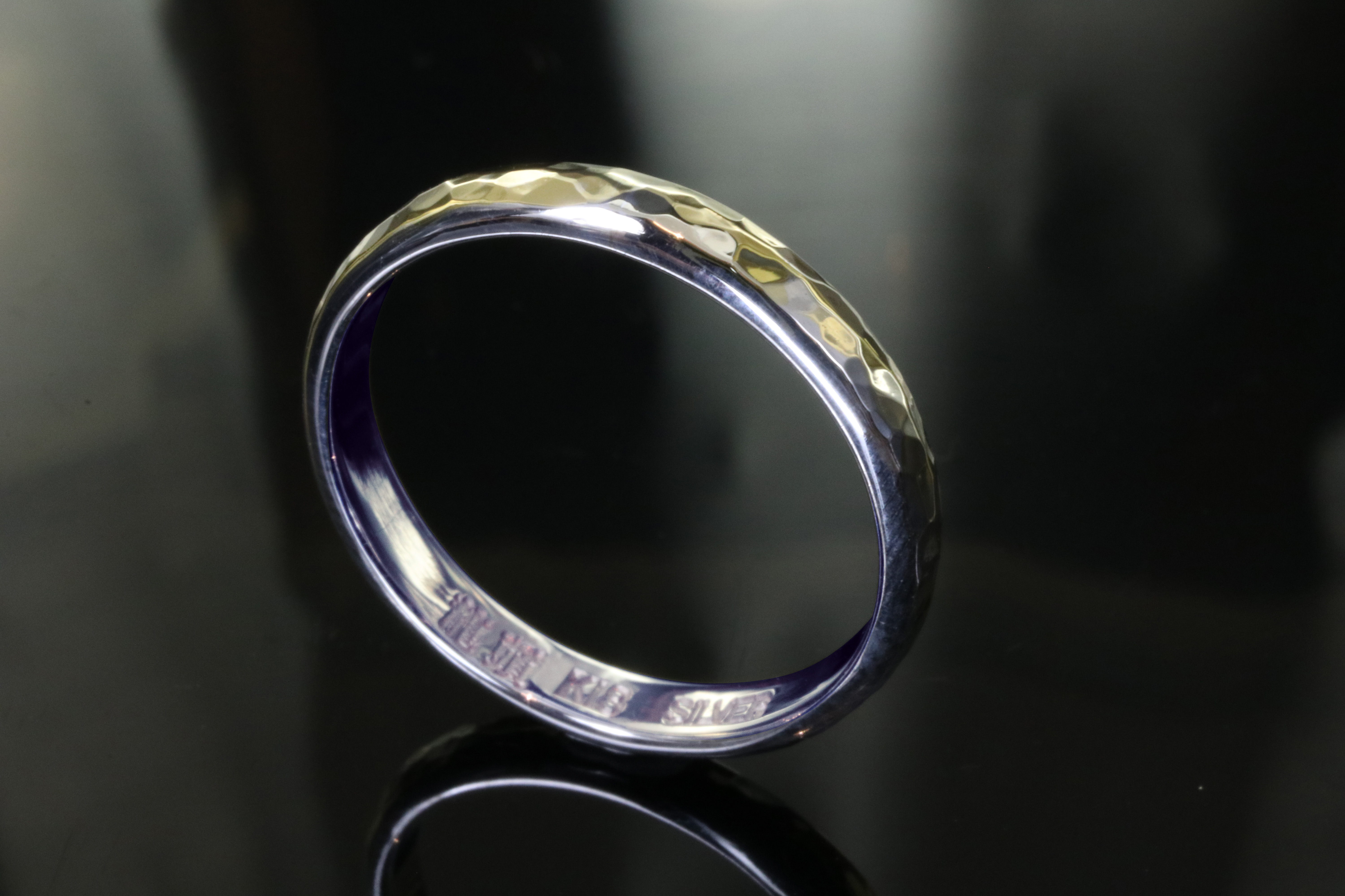 指輪 メンズ レディース 甲丸 丸 鎚目 シルバー リング 3mm幅 シルバー K18 14 26号 シンプル ペアリング Iichi ハンドメイド クラフト作品 手仕事品の通販