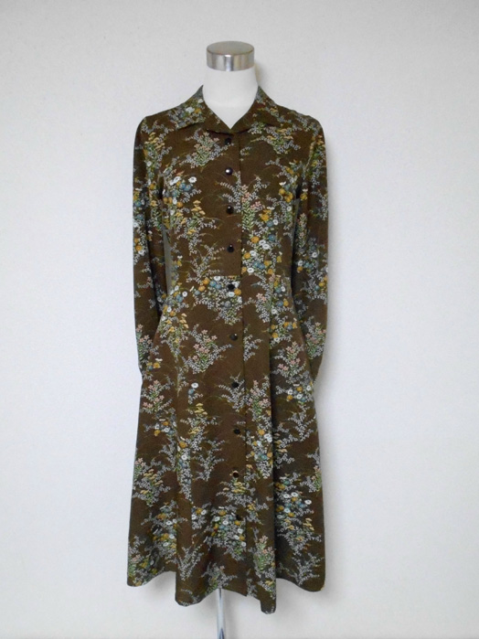 レトロ小紋の開襟シャツワンピース Open Collar Shirt Dress Lo 159 M Iichi ハンドメイド クラフト作品 手仕事品の通販