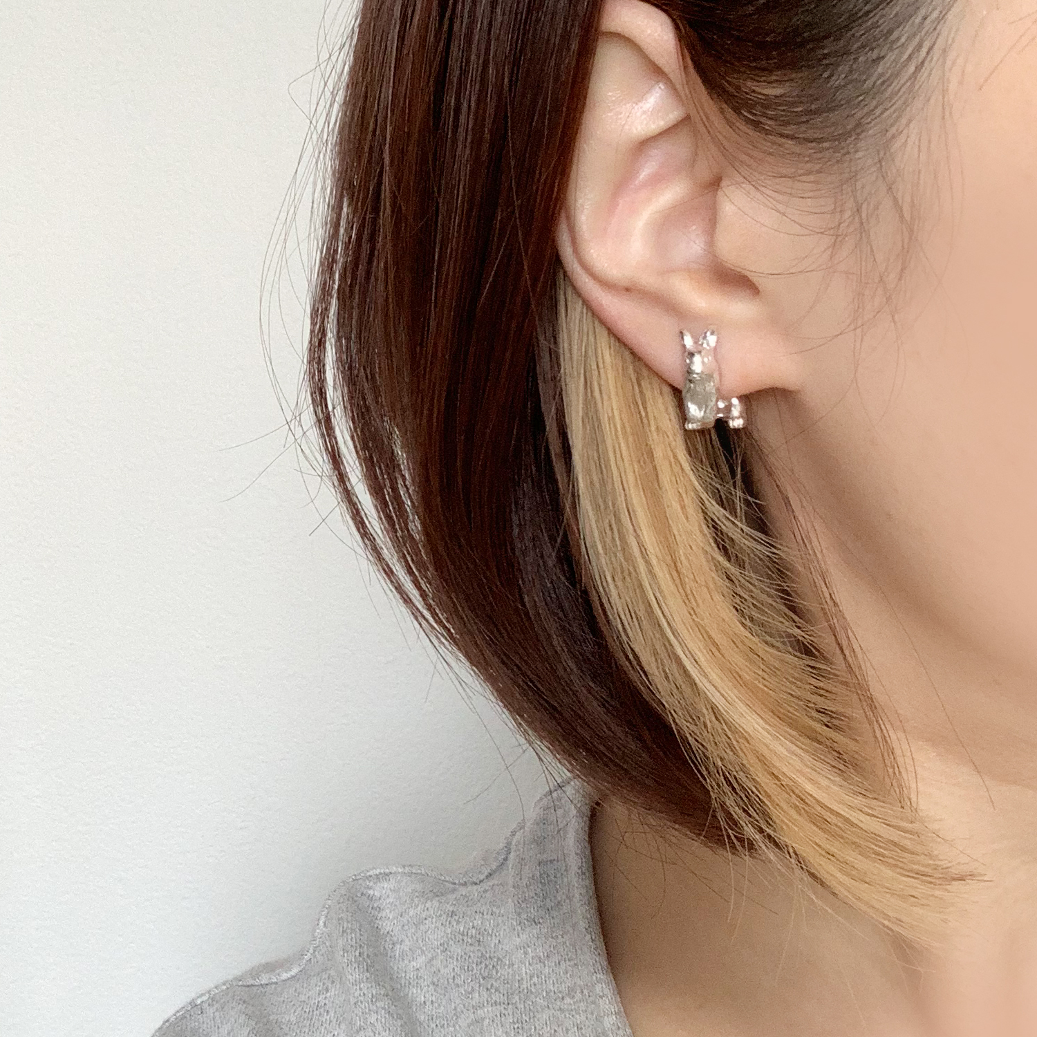 うさぎピアス ネザーランドドワーフ 片耳 Silver Iichi ハンドメイド クラフト作品 手仕事品の通販