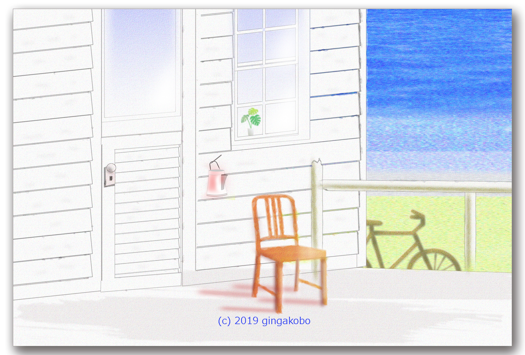 日がな一日 海をながめて ほっこり癒しのイラストポストカード2枚組 No 766 Iichi ハンドメイド クラフト作品 手仕事品の通販