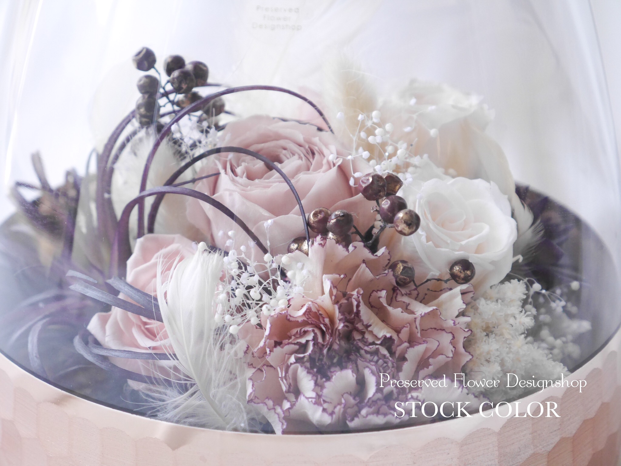 花瓶の中の花束アレンジ ピンクゴールド プリザーブドフラワー Iichi ハンドメイド クラフト作品 手仕事品の通販
