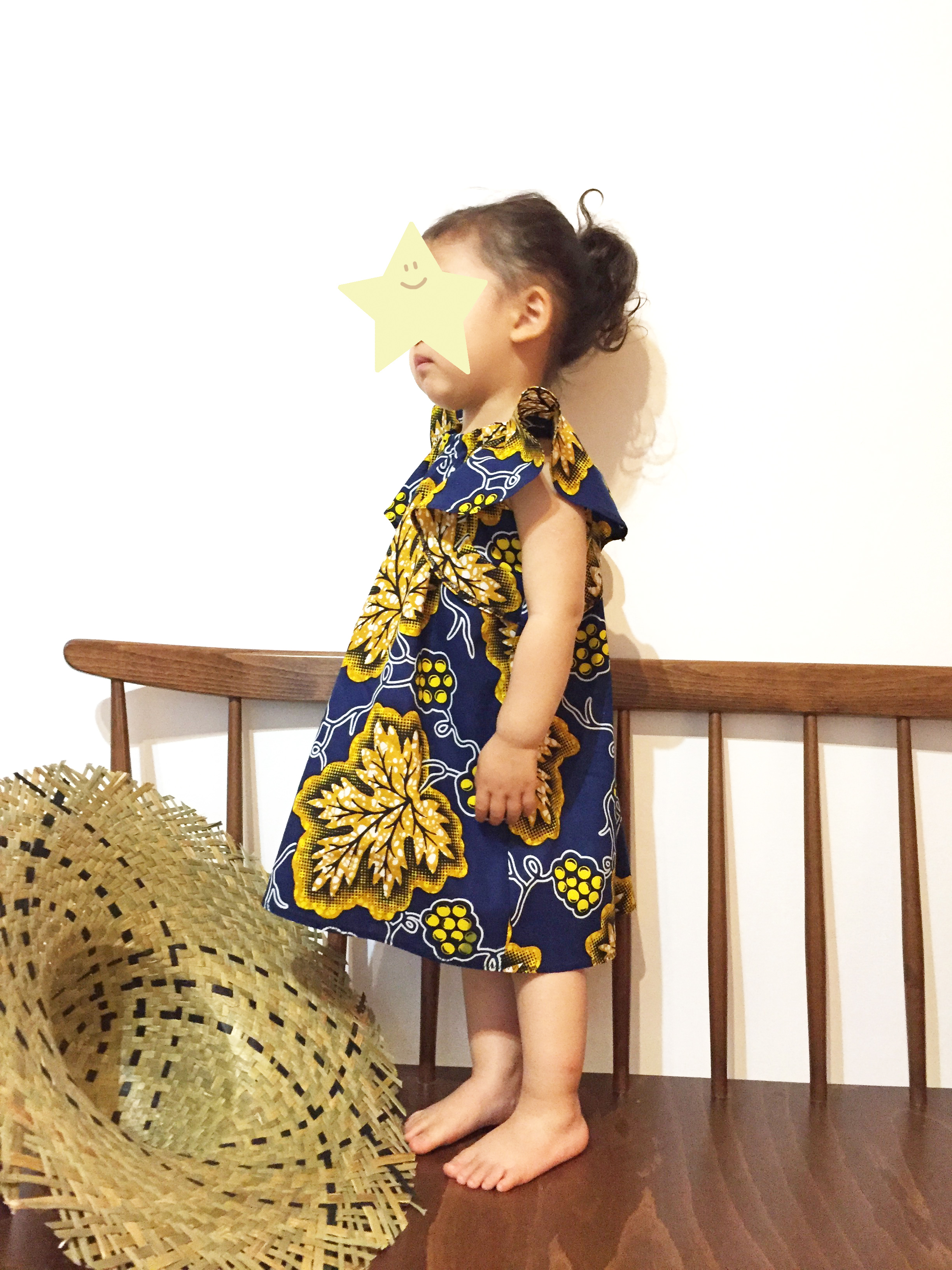 アフリカンバティックのノースリーブフリルワンピース 80cm 90cm 100cm Iichi ハンドメイド クラフト作品 手仕事品の通販