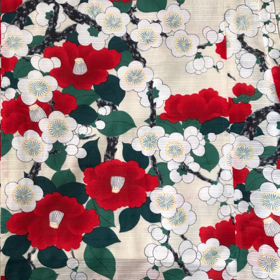 和柄 白南風の巻きスカート85cm 紅椿白梅 Iichi ハンドメイド クラフト作品 手仕事品の通販