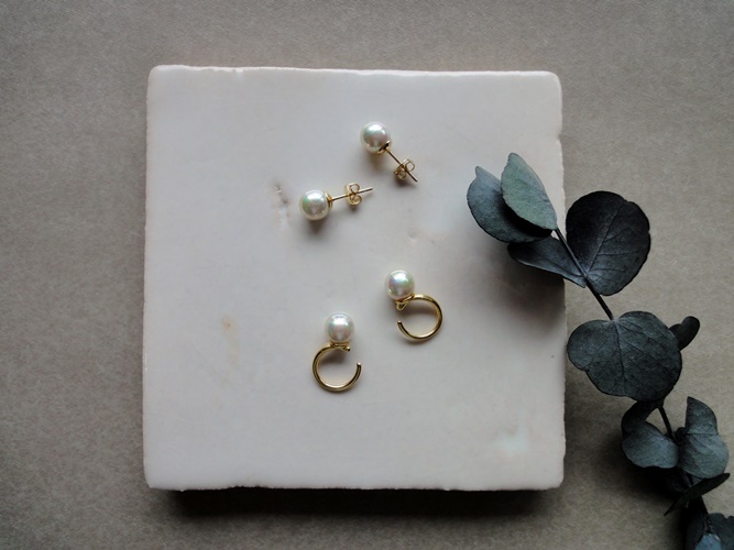 上品オーラのパールの耳飾り ピアス ミドルサイズ Iichi ハンドメイド クラフト作品 手仕事品の通販