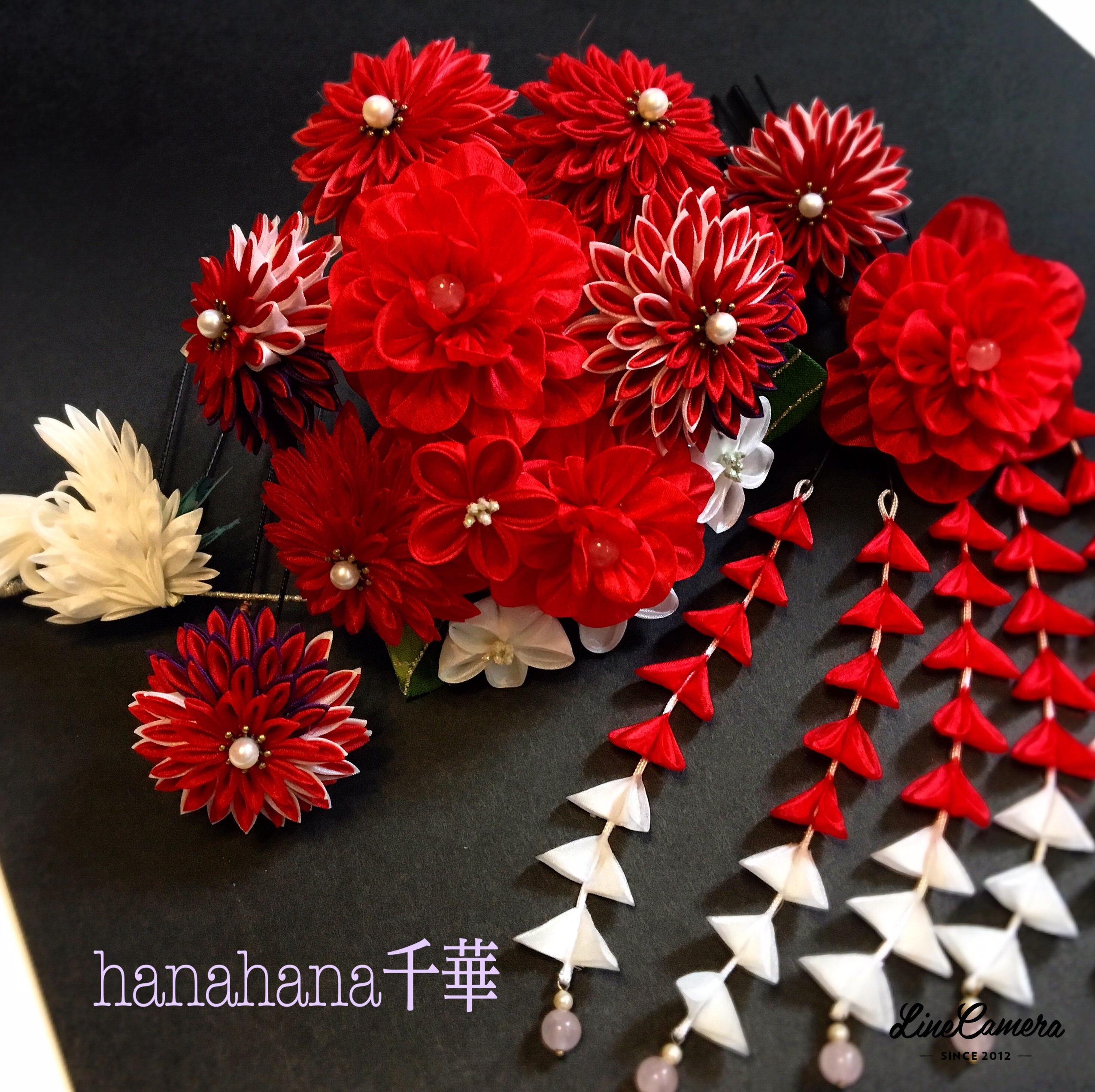 つまみ細工 成人式結婚式髪飾り 紅白鶴 Iichi ハンドメイド クラフト作品 手仕事品の通販