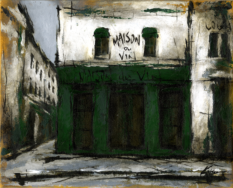 風景画 パリ 油絵 カフェ Maison Du Vin Iichi ハンドメイド クラフト作品 手仕事品の通販