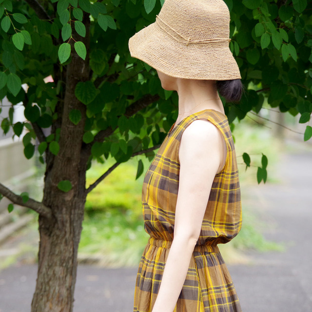 サマーチェックワンピース イエロー Iichi ハンドメイド クラフト作品 手仕事品の通販