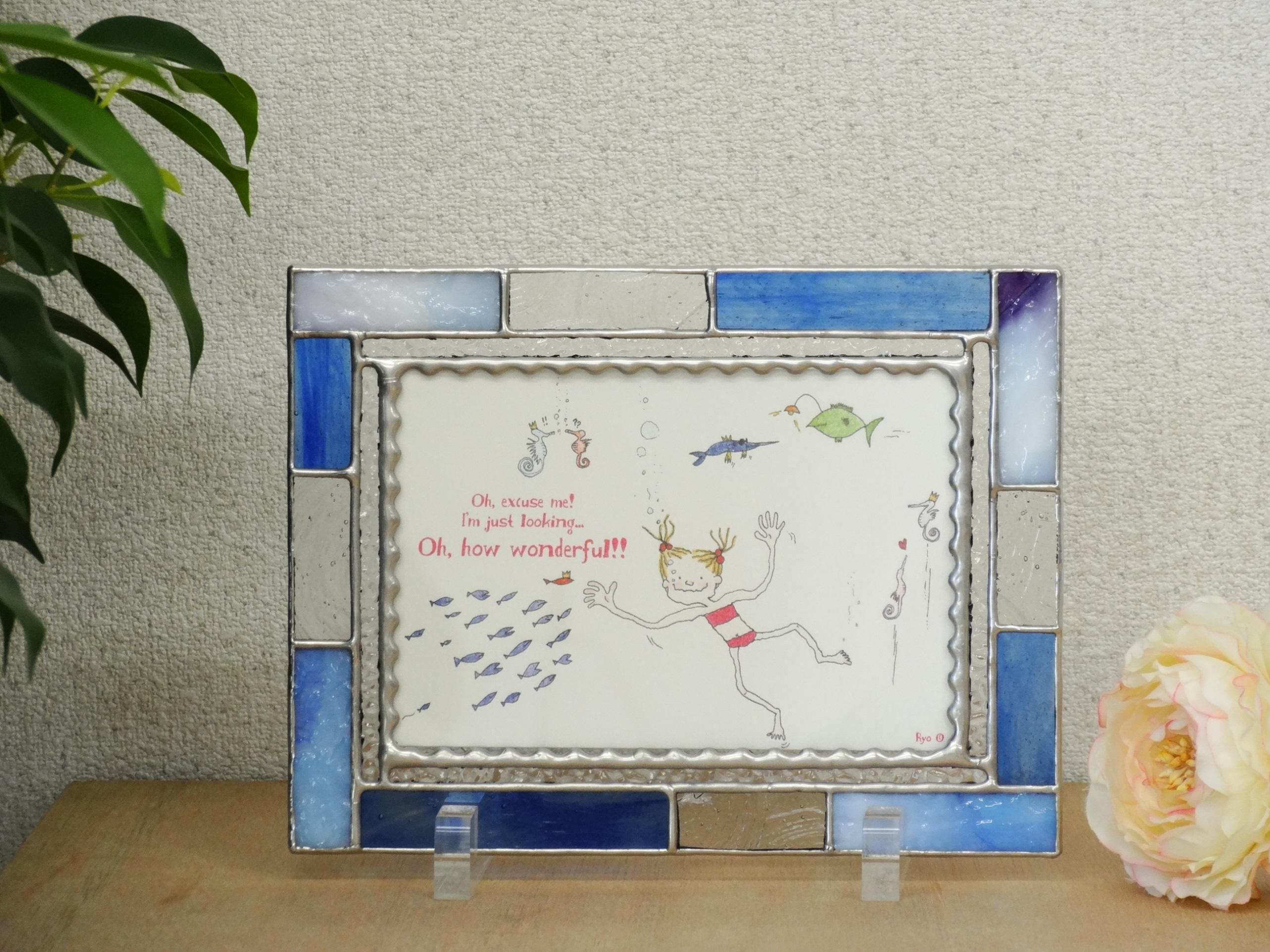 受注制作 フォトフレーム シンプル ブルー Iichi ハンドメイド クラフト作品 手仕事品の通販