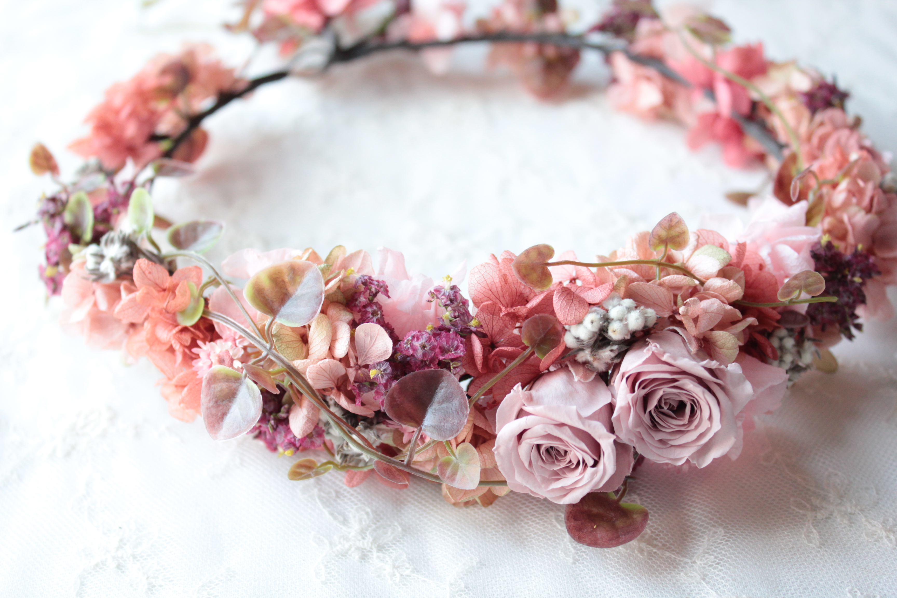 コーフル 花冠 アンティークカラー ピンク ウェディング 結婚式 通販