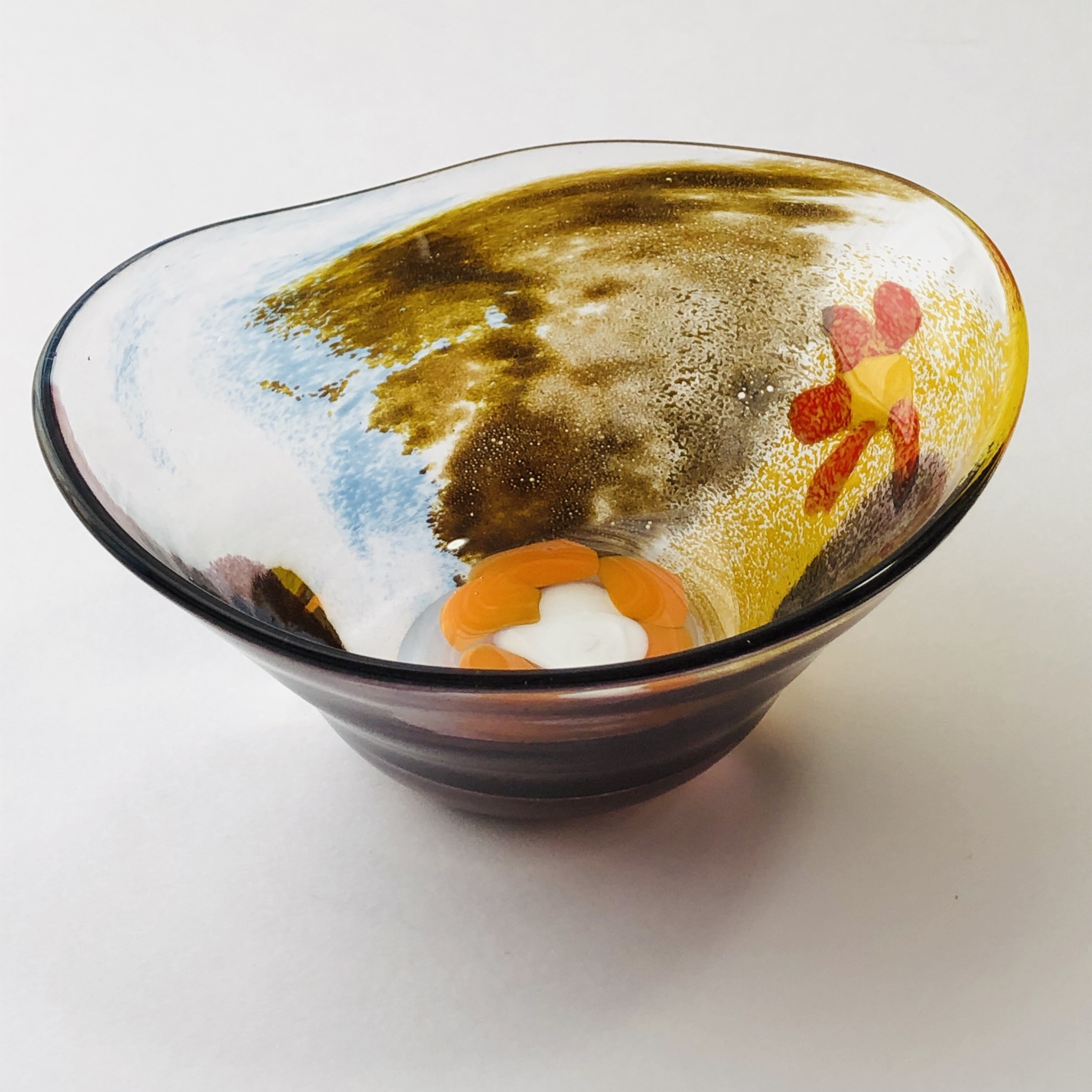 花柄器 ガラス皿 ガラスボール Iichi ハンドメイド クラフト作品 手仕事品の通販