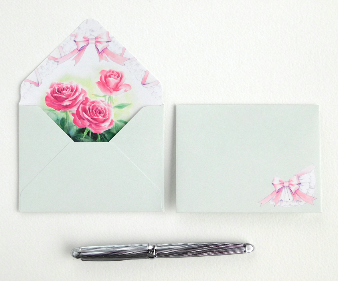 ミニ封筒 メッセージカード リボン Roses Iichi ハンドメイド クラフト作品 手仕事品の通販