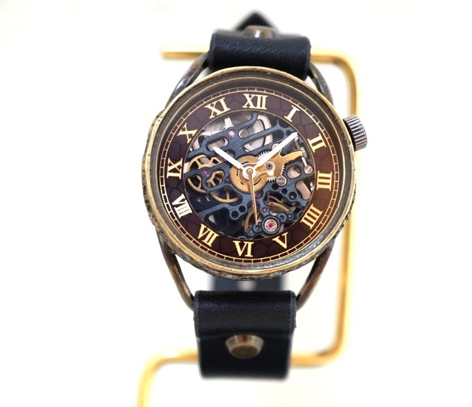 メカニックブラック At ブラック Mサイズ 真鍮 手作り時計 Iichi ハンドメイド クラフト作品 手仕事品の通販