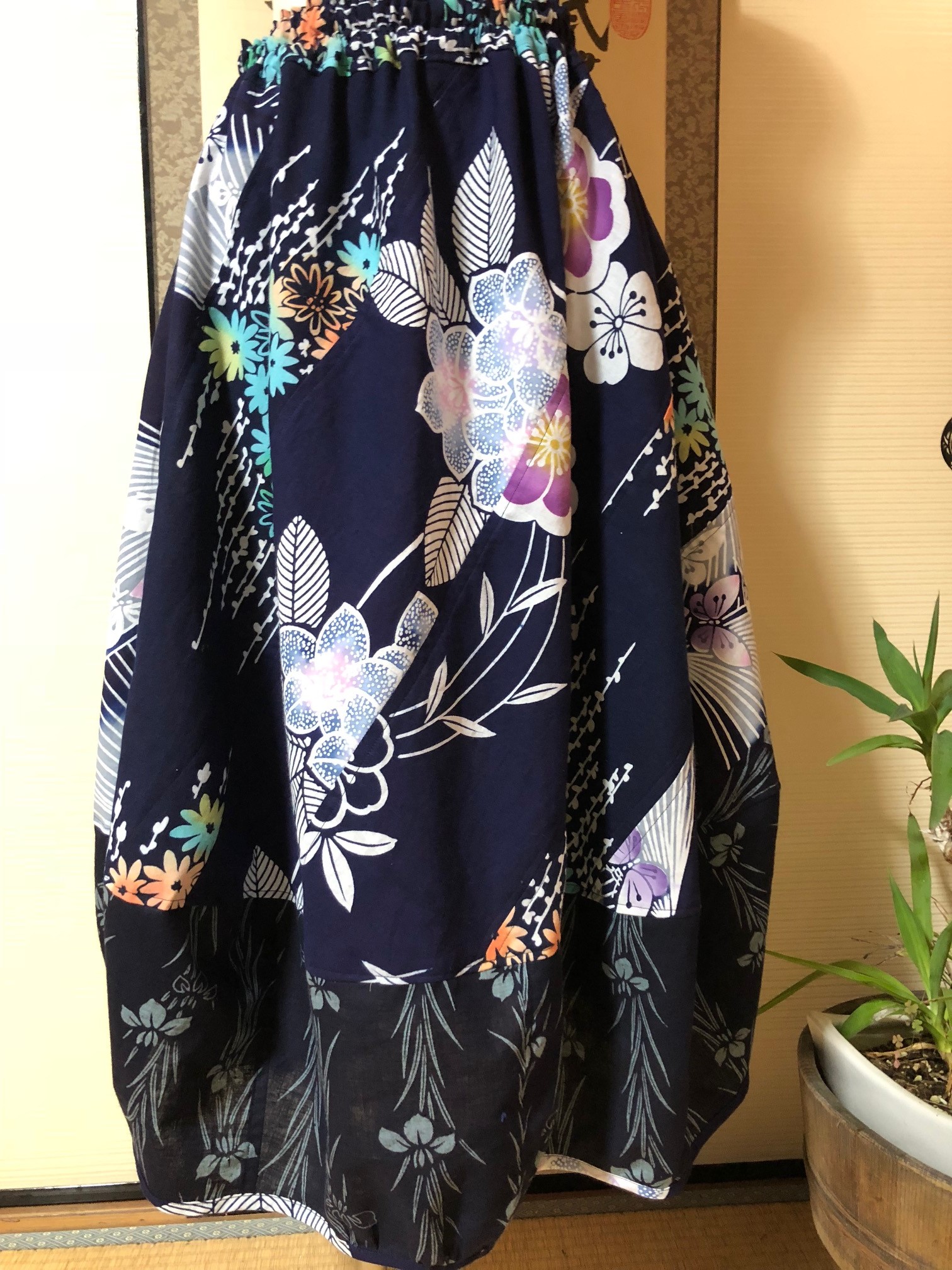 着物リメイク アンティーク浴衣バルーンスカート Iichi ハンドメイド クラフト作品 手仕事品の通販