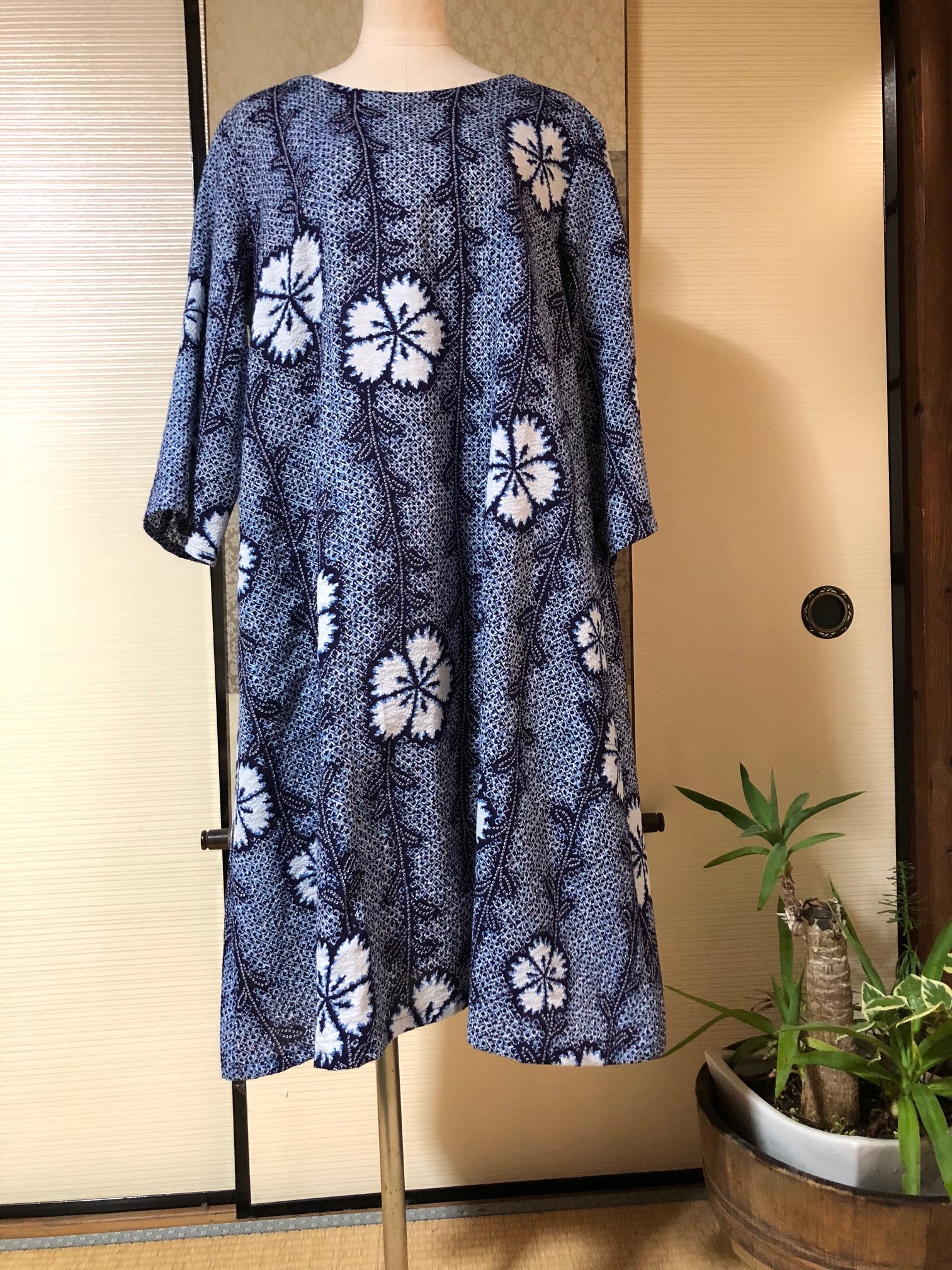 着物リメイク絞り風浴衣のａラインワンピース Iichi ハンドメイド クラフト作品 手仕事品の通販