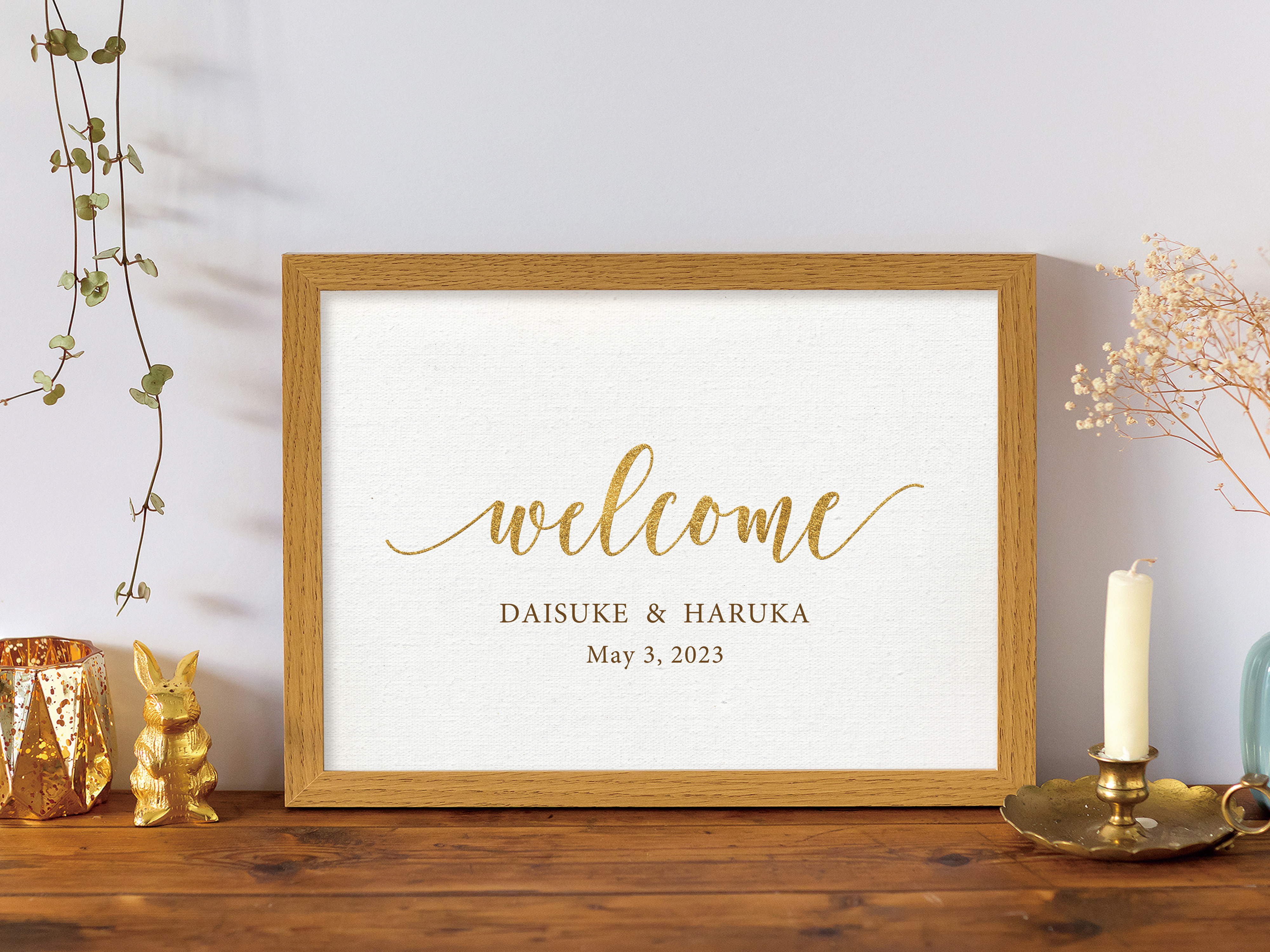 Gold キャンバス風 ウェルカムボード Iichi ハンドメイド クラフト作品 手仕事品の通販