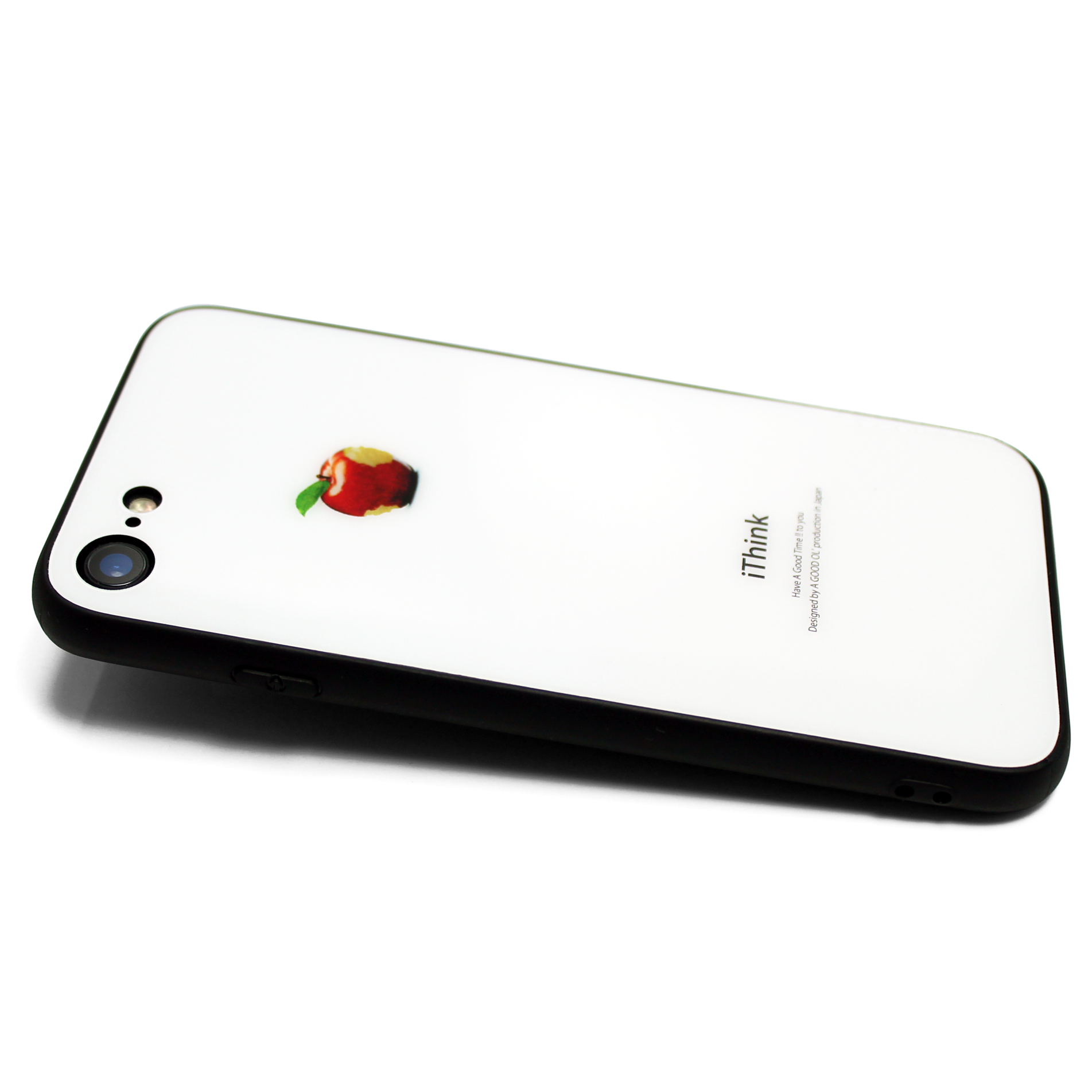 曲げても落としても割れないガラス Iphoneケースカバー ホワイト ブラック 赤リンゴ 耐衝撃 Iichi ハンドメイド クラフト作品 手仕事品の通販