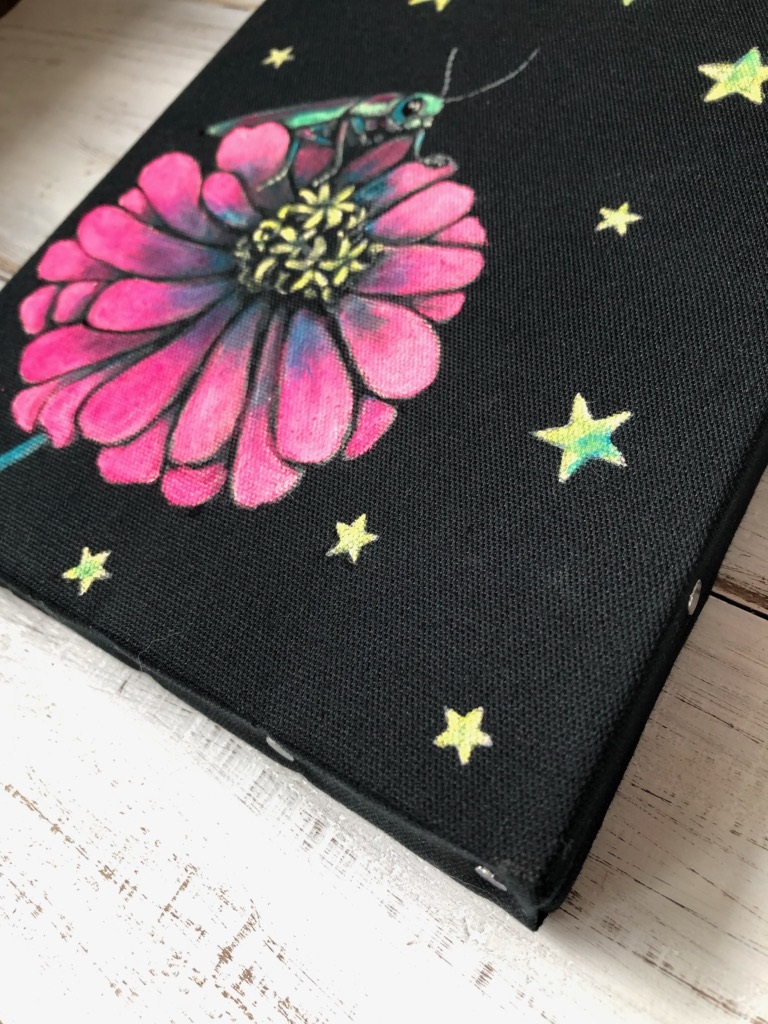 星月猫 玉虫とジニア アート作品 F0サイズ原画 絵画作品 アクリル画 Iichi ハンドメイド クラフト作品 手仕事品の通販