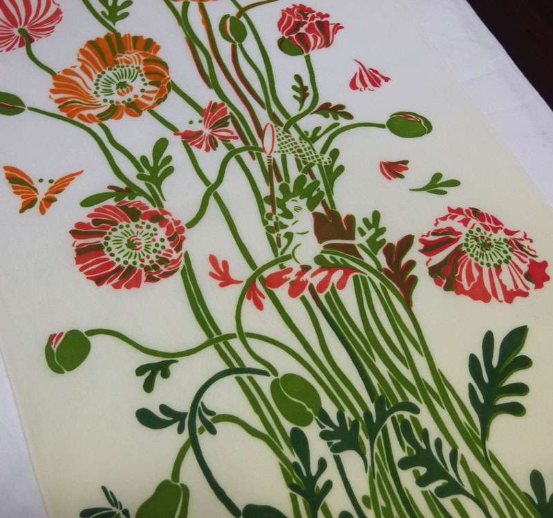 型染めてぬぐい 花の森のチョウ クリーム 綿100 手染め捺染 Iichi ハンドメイド クラフト作品 手仕事品の通販