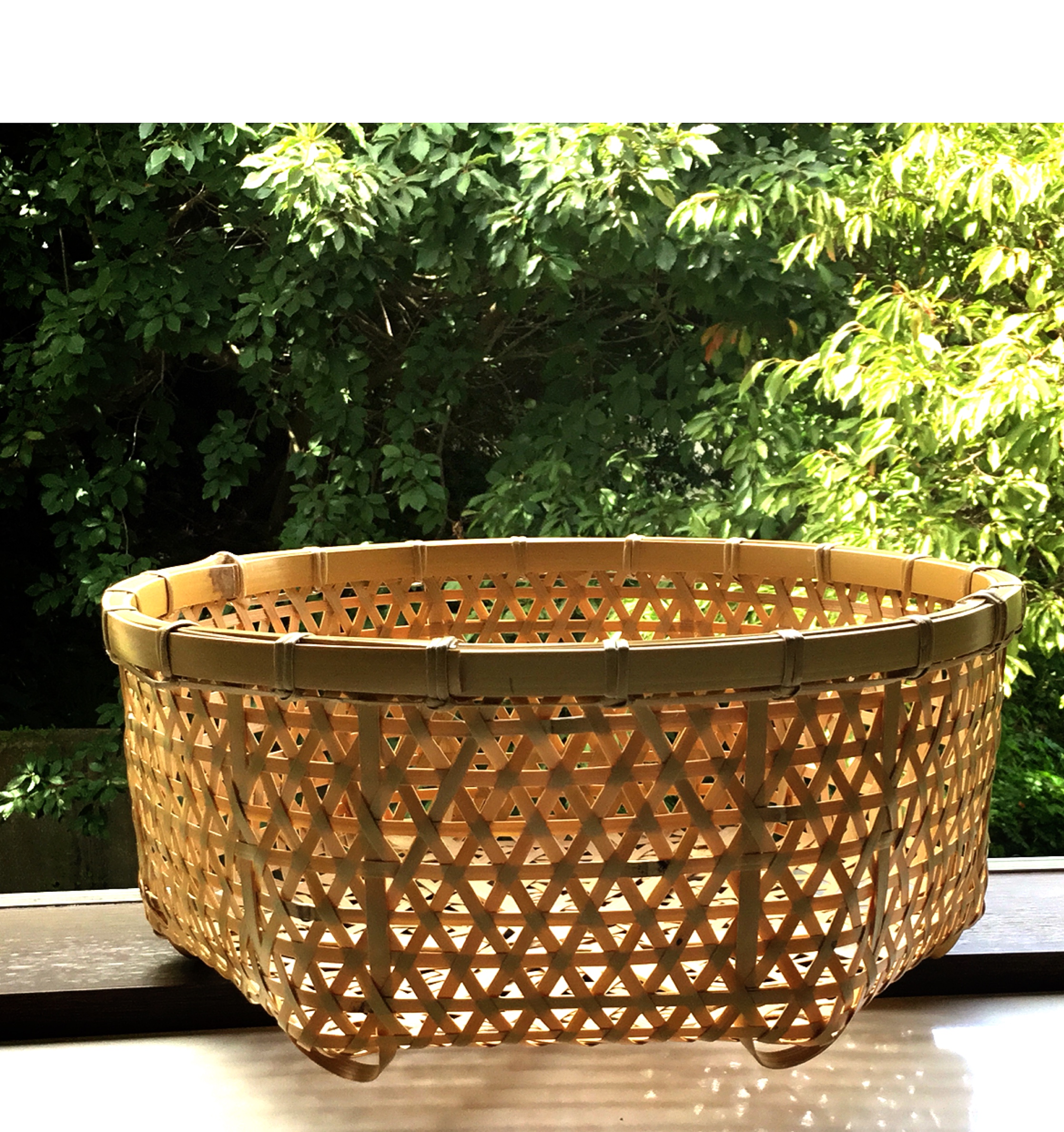 竹 麻の葉編み バスケット 整理カゴ 竹かご 竹籠 | iichi ハンドメイド 