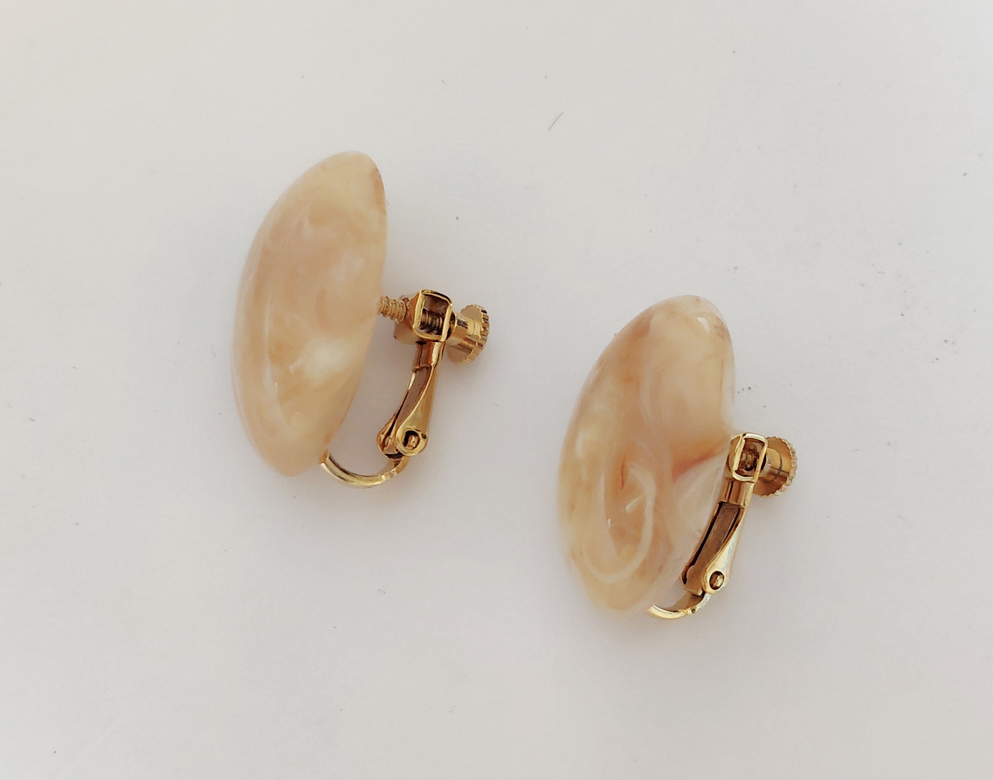 イタリア製 ヴィンテージ ナチュラル マーブル イヤリング ヌーディカラー Iichi ハンドメイド クラフト作品 手仕事品の通販