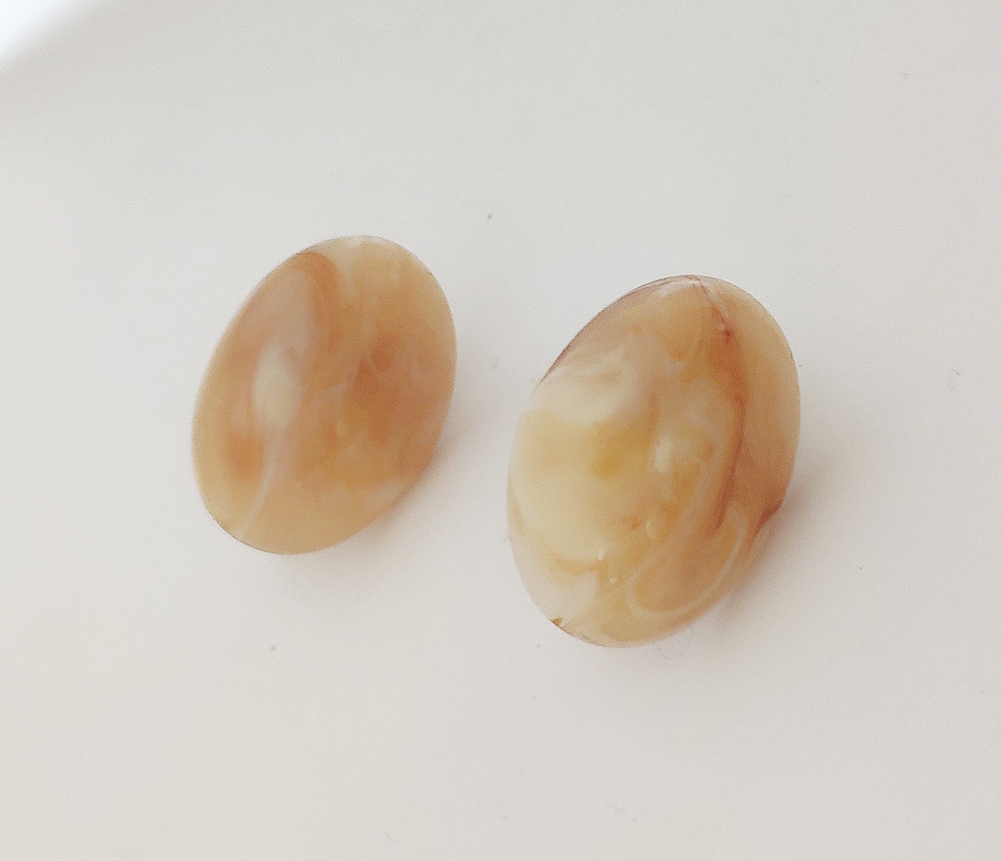 イタリア製 ヴィンテージ ナチュラル マーブル イヤリング ヌーディカラー Iichi ハンドメイド クラフト作品 手仕事品の通販