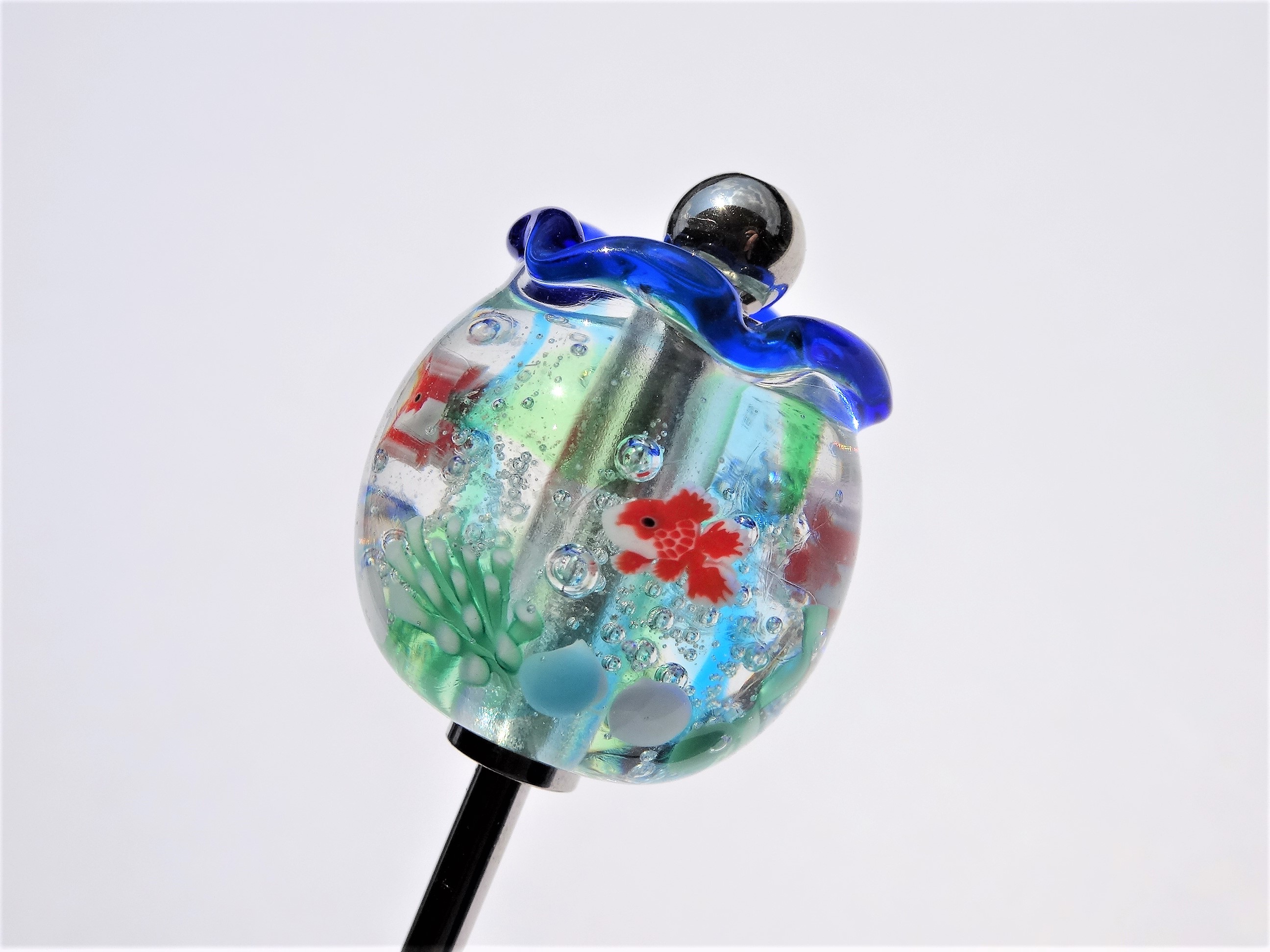 金魚鉢 かんざし ガラス とんぼ玉 金魚 浴衣 Iichi ハンドメイド クラフト作品 手仕事品の通販