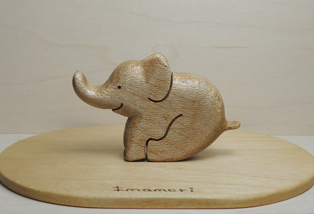小さな象の置物 2 台付 Iichi ハンドメイド クラフト作品 手仕事品の通販
