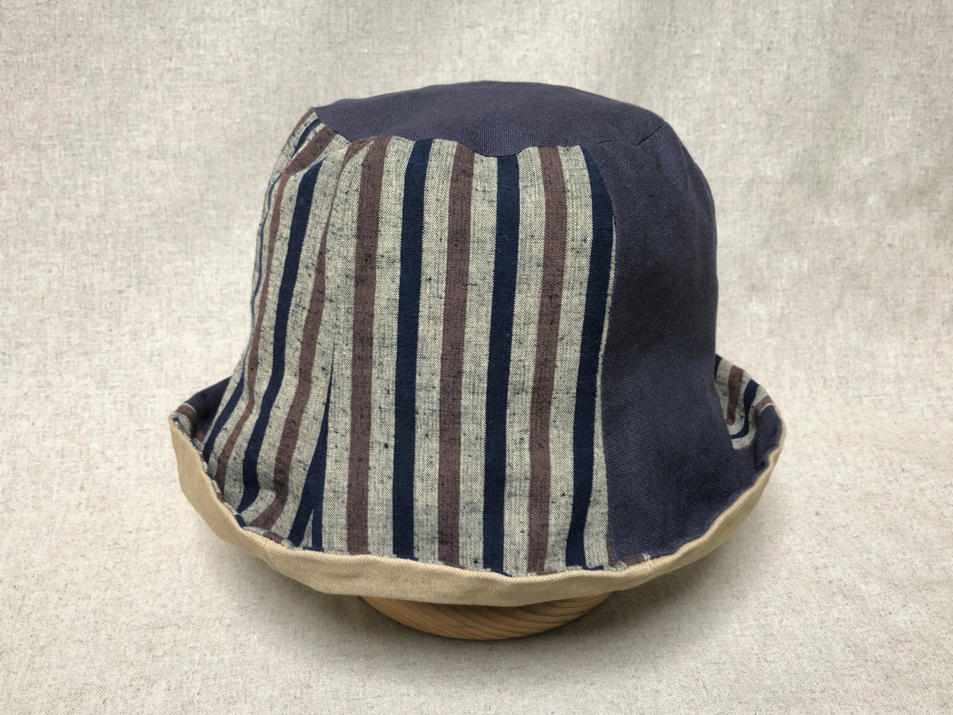 遠州綿紬のリバーシブルクロッシェ 木立 紺 Iichi ハンドメイド クラフト作品 手仕事品の通販