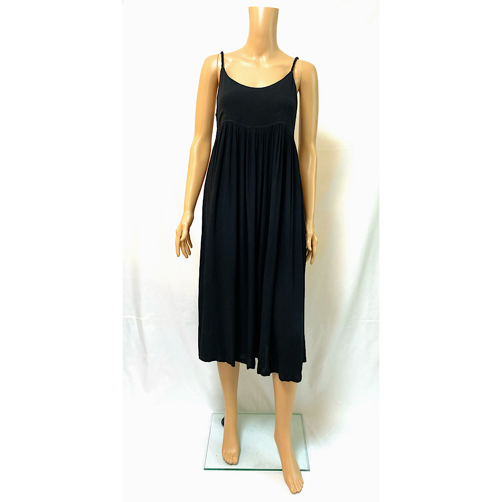 Iichi価格 一枚でキマル 大人女性のシンプルスタイル アイランド編み込み肩紐キャミソールワンピースドレス ブラック Iichi ハンドメイド クラフト作品 手仕事品の通販