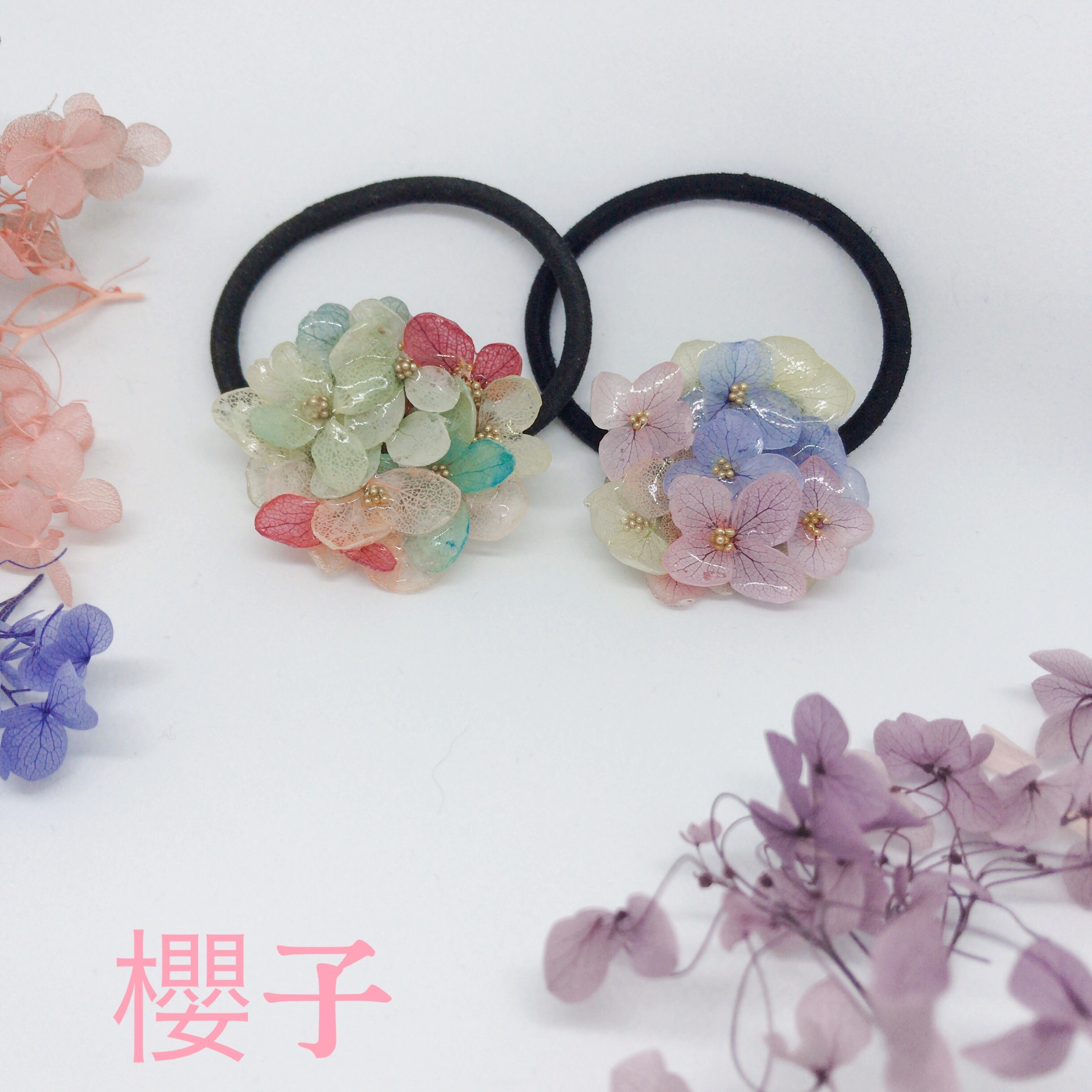 小ぶりな、花飾りのヘアゴム | iichi ハンドメイド・クラフト作品・手 