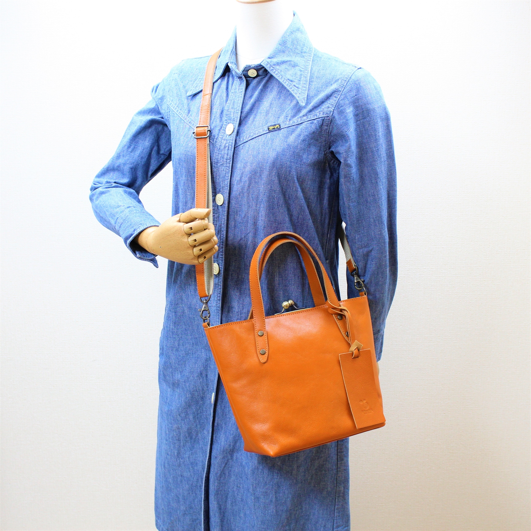 口金バッグ がま口バッグ 2way オレンジ Iichi ハンドメイド クラフト作品 手仕事品の通販