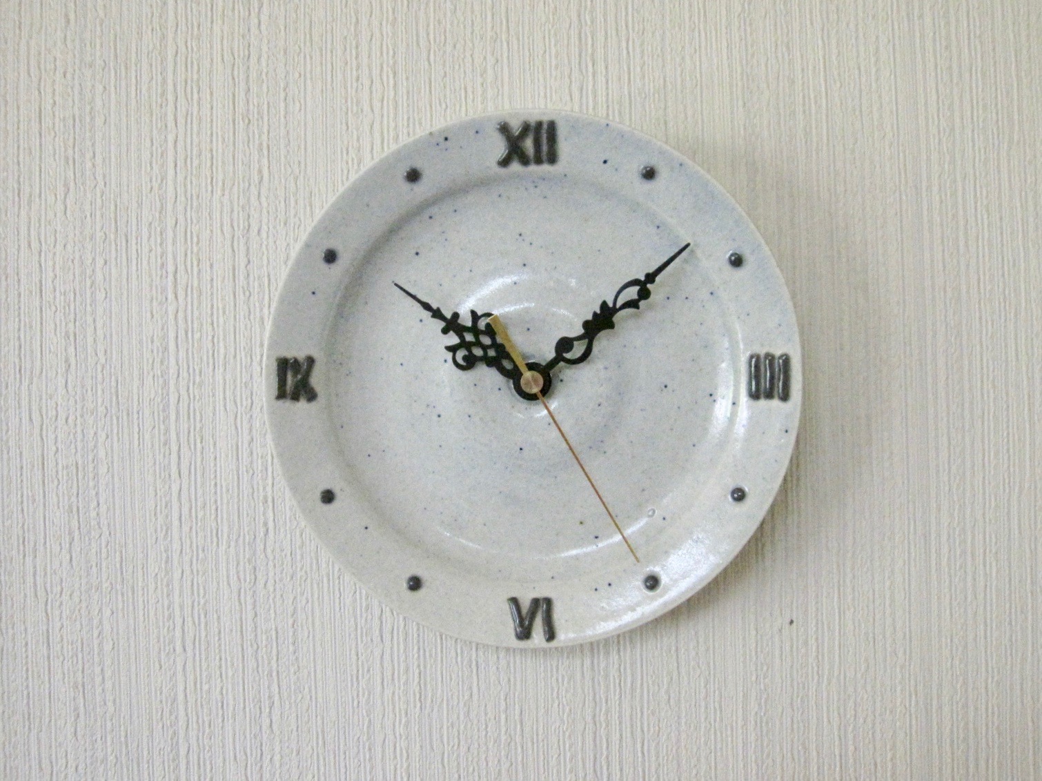 陶器 時計文字盤 ムーブメント付き 薄青 Iichi ハンドメイド クラフト作品 手仕事品の通販