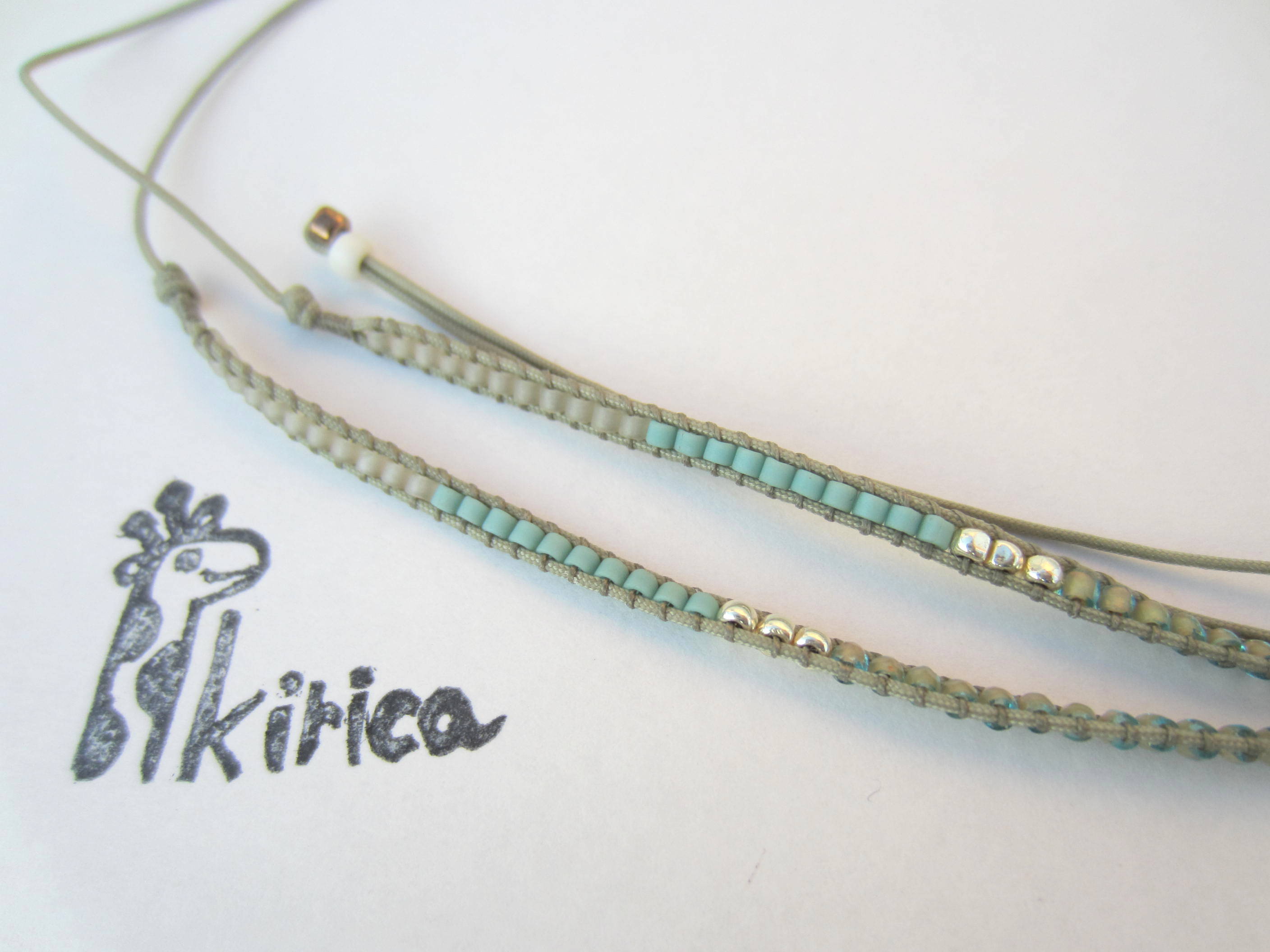 デリカビーズの細いグラスコード モスグリーンミユキブルー 703 Iichi ハンドメイド クラフト作品 手仕事品の通販