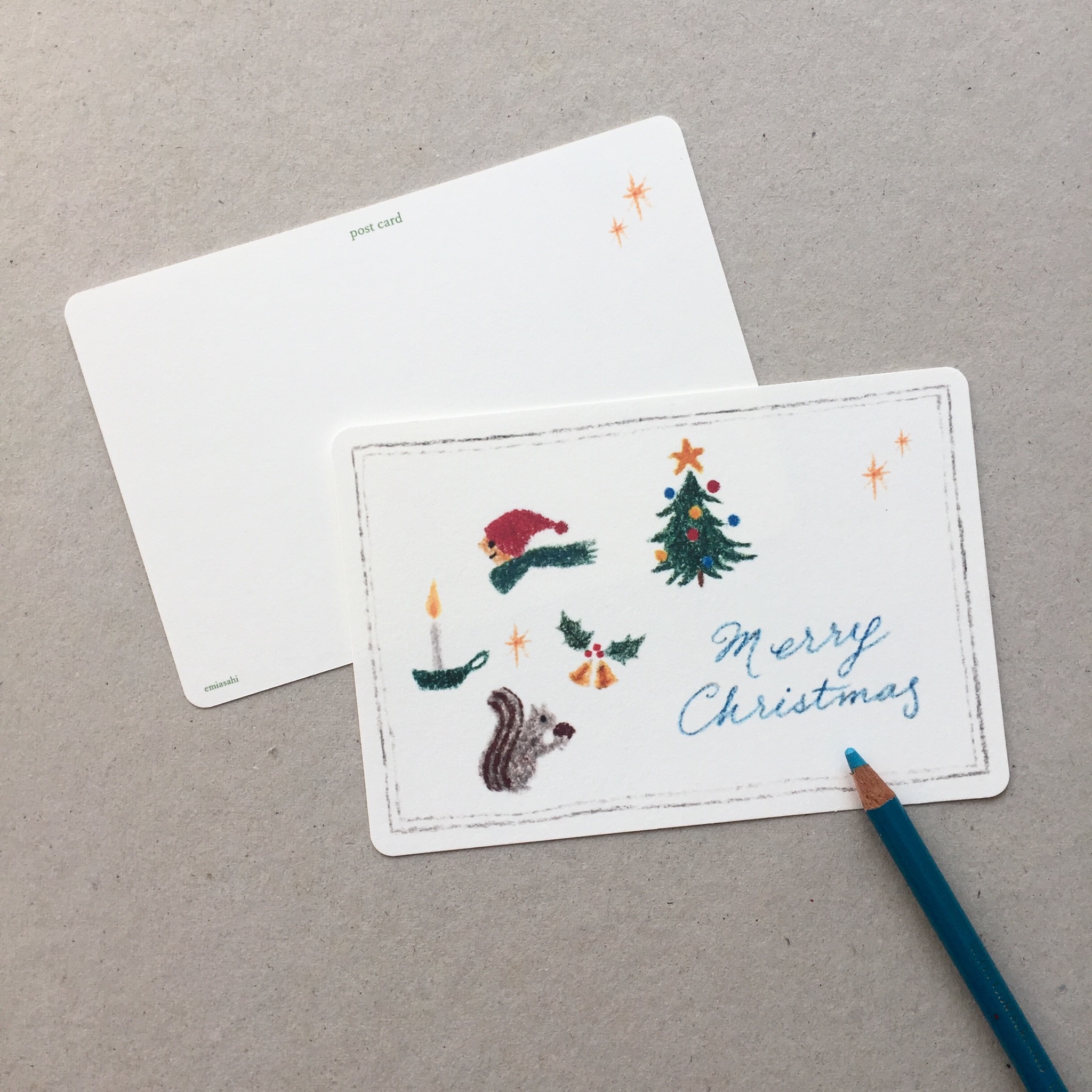 クリスマスのポストカード 5枚組 Iichi ハンドメイド クラフト作品 手仕事品の通販