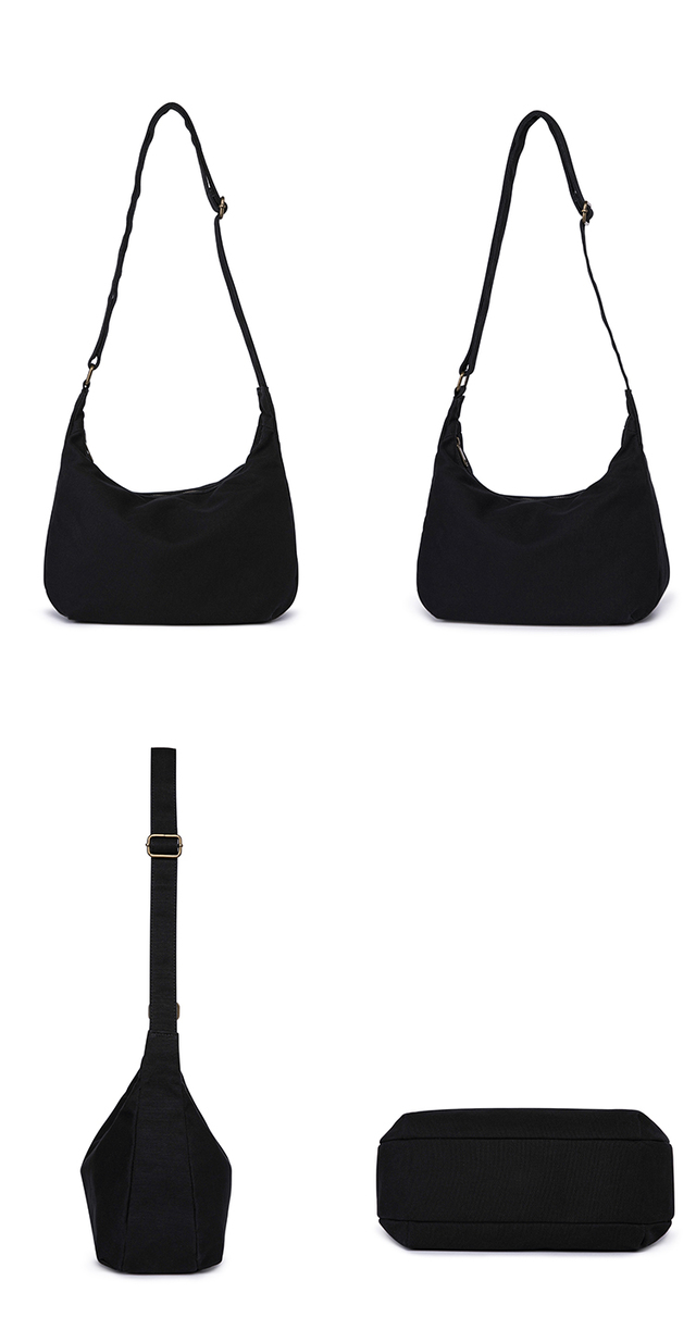 0035黒 キャンバス 帆布 ファスナー付きバッグ 可愛いショルダーバッグ 便利 サブバッグ Iichi ハンドメイド クラフト作品 手仕事品の通販