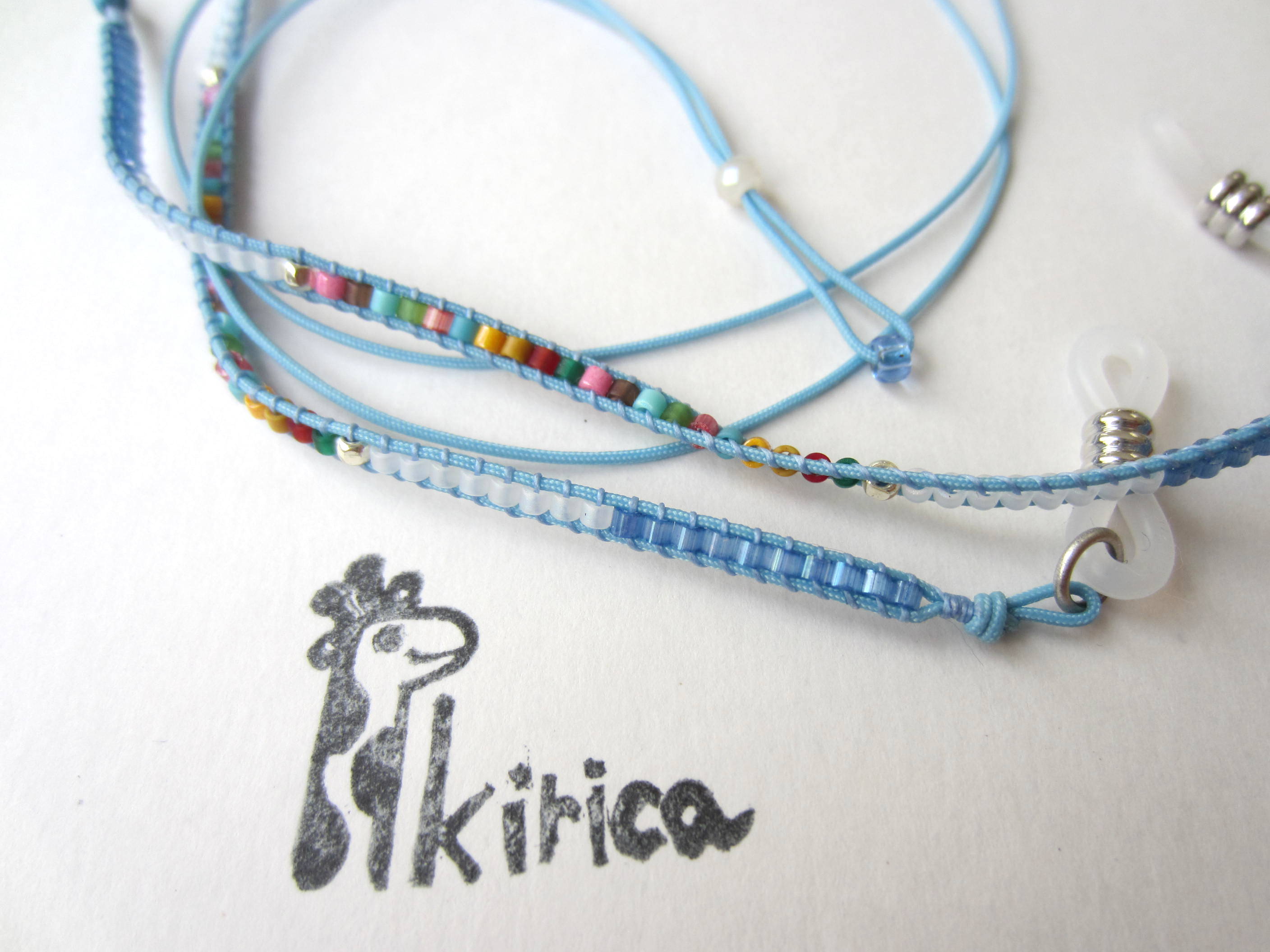 デリカビーズの細いグラスコード ブルーマルチカラー Iichi ハンドメイド クラフト作品 手仕事品の通販