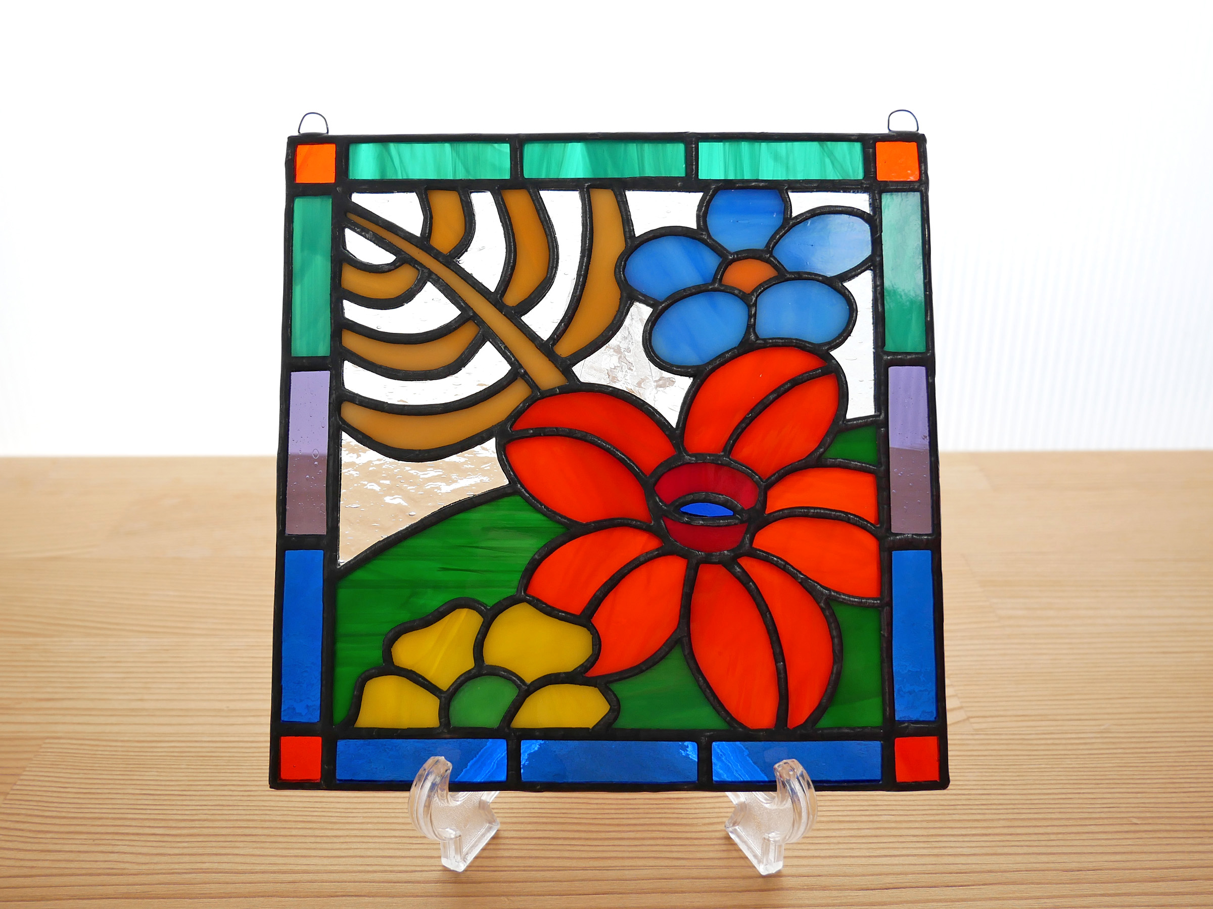 ステンドグラス ミニパネル 南国の花b 15cm Iichi ハンドメイド クラフト作品 手仕事品の通販