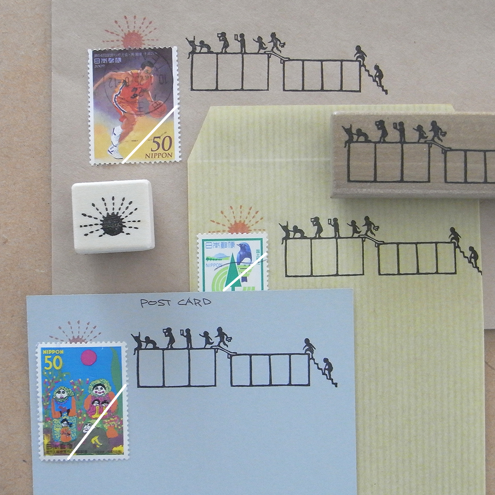 郵便番号枠と切手飾りのはんこセット ご来光見学 Iichi ハンドメイド クラフト作品 手仕事品の通販