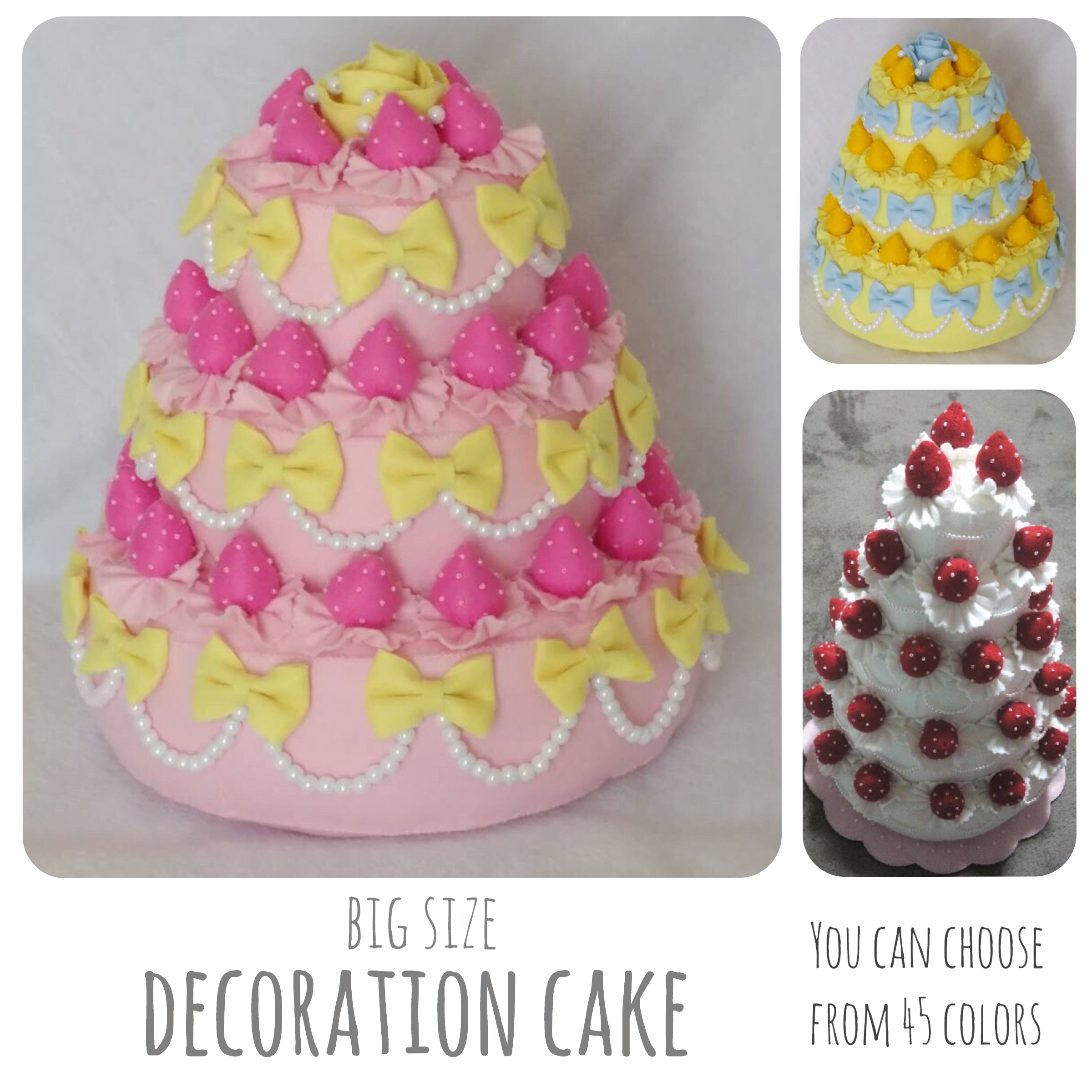 選べる45色 ビッグサイズのデコレーションケーキ 931 ウェディングケーキ フェルト いちご 誕生日 フォトアイテム Iichi ハンドメイド クラフト作品 手仕事品の通販