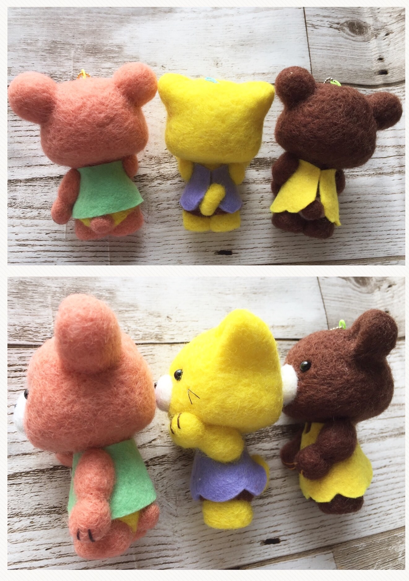 選べる9色 羊毛フェルトのマスコットチャーム 442 うさぎ くま ねこ 動物 受注生産 Iichi ハンドメイド クラフト作品 手仕事品の通販
