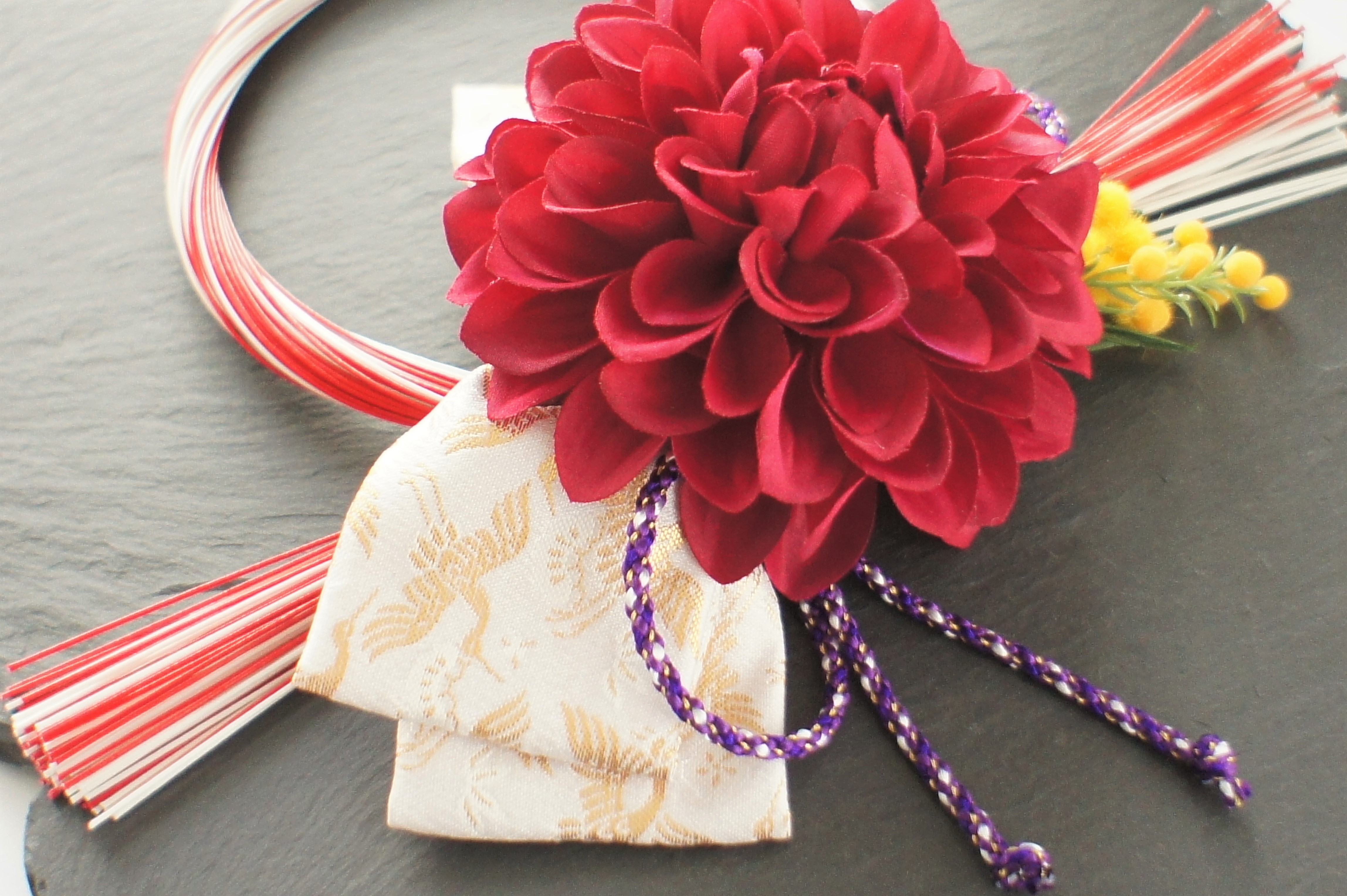 冬の新作 正月飾り 鶴 赤 しめ縄 Iichi ハンドメイド クラフト作品 手仕事品の通販