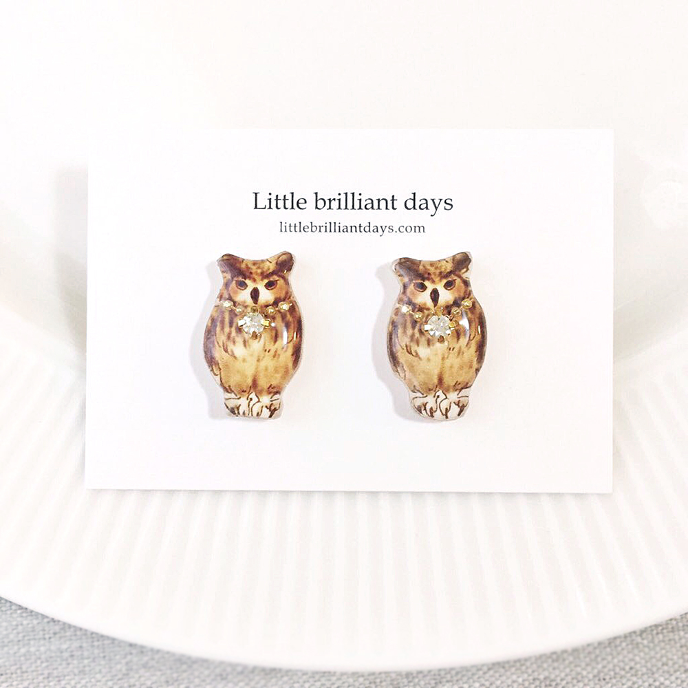 Owl Earring クリスマス 秋冬 動物フクロウイヤリング 種類を備考欄にご記入下さい Iichi ハンドメイド クラフト作品 手仕事品の通販