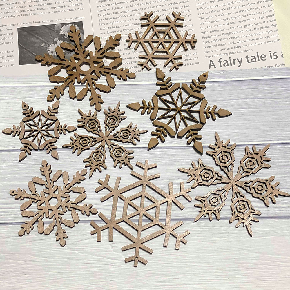 北欧クリスマス 雪結晶のオーナメント8個セット ウォールナット 送料無料 Iichi ハンドメイド クラフト作品 手仕事品の通販
