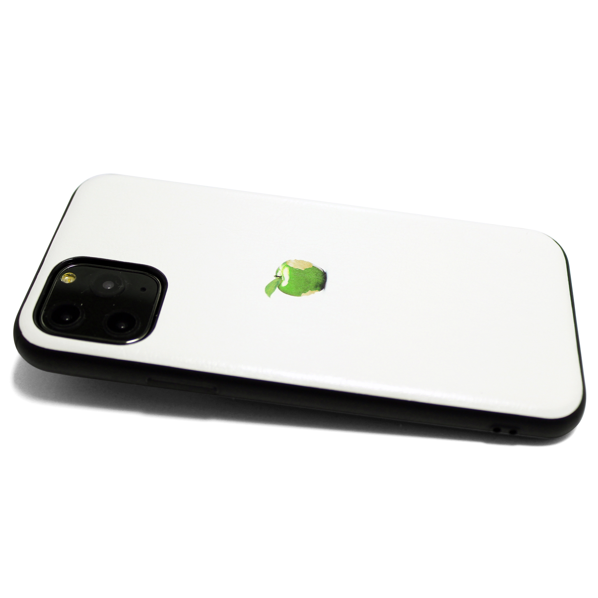 Iphone12 12pro 12mini 11 11pro レザーケースカバー オフホワイト 青リンゴ シンプル Iichi ハンドメイド クラフト作品 手仕事品の通販
