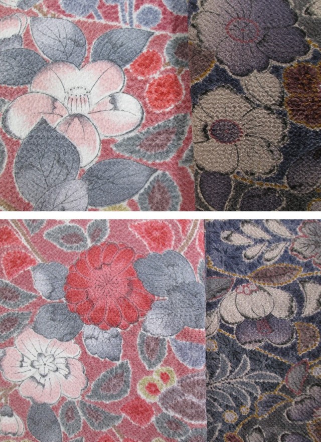 着物リメイク ２種類の縮緬辻ヶ花模様の小紋から上品なスヌード Iichi ハンドメイド クラフト作品 手仕事品の通販