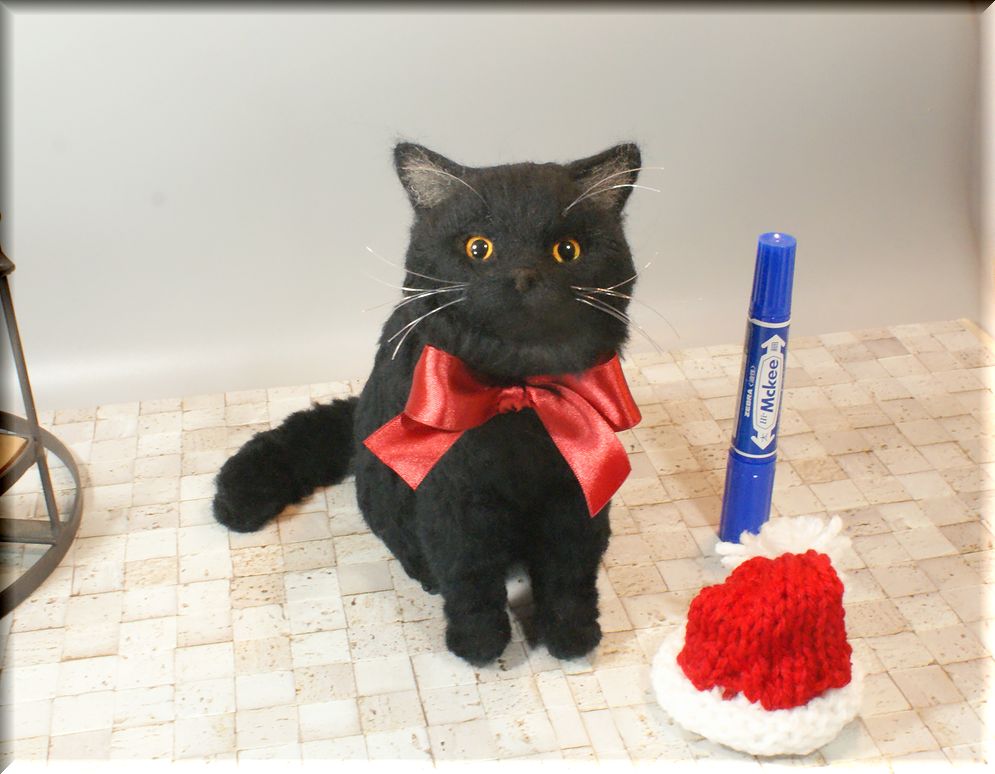 羊毛フェルト 猫 黒猫さん ねこ ネコ 猫フィギュア Iichi ハンドメイド クラフト作品 手仕事品の通販